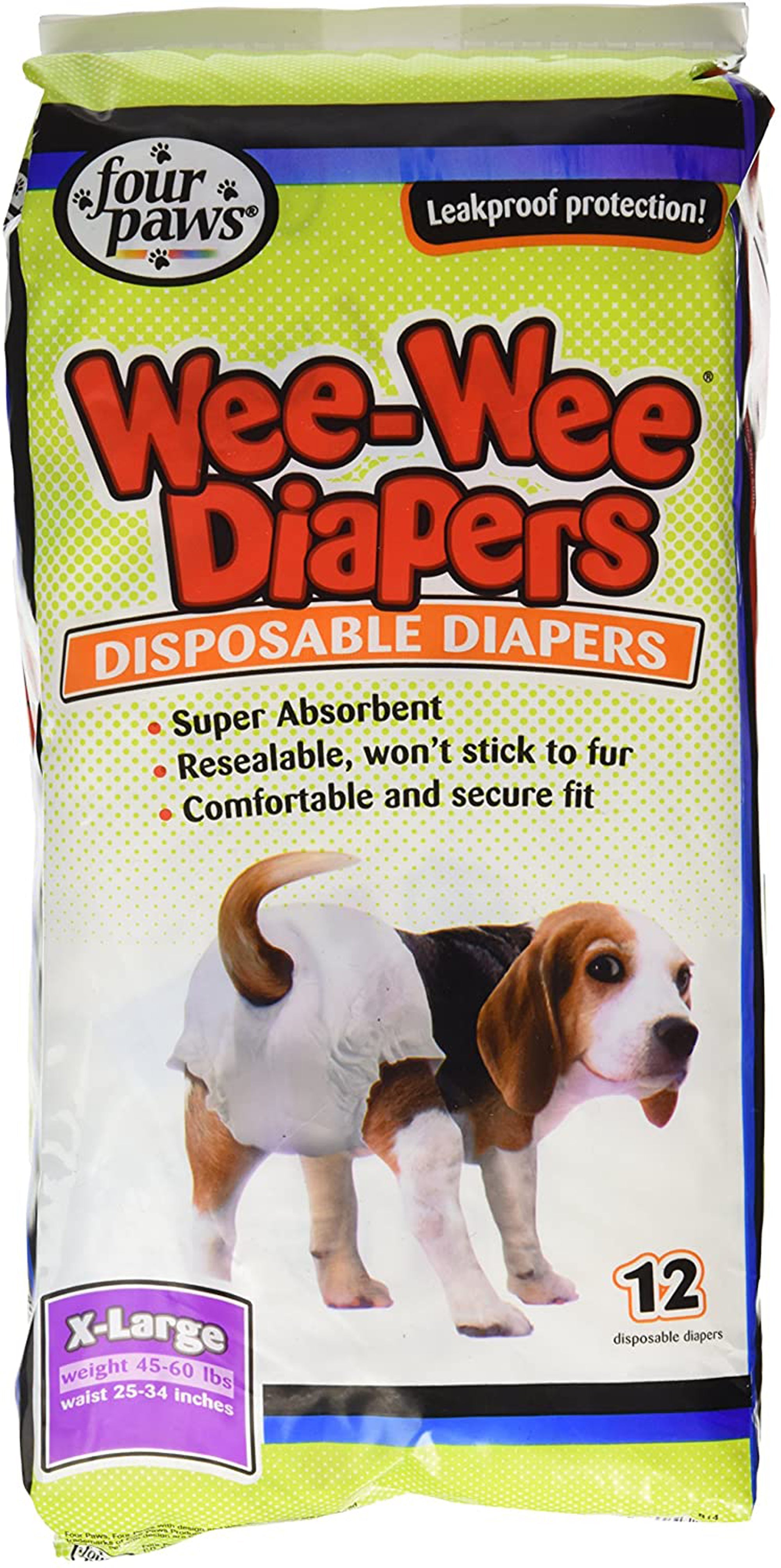 Four Paws WeeWee Disposable Dog Diapers 1ea/Large 12 ct