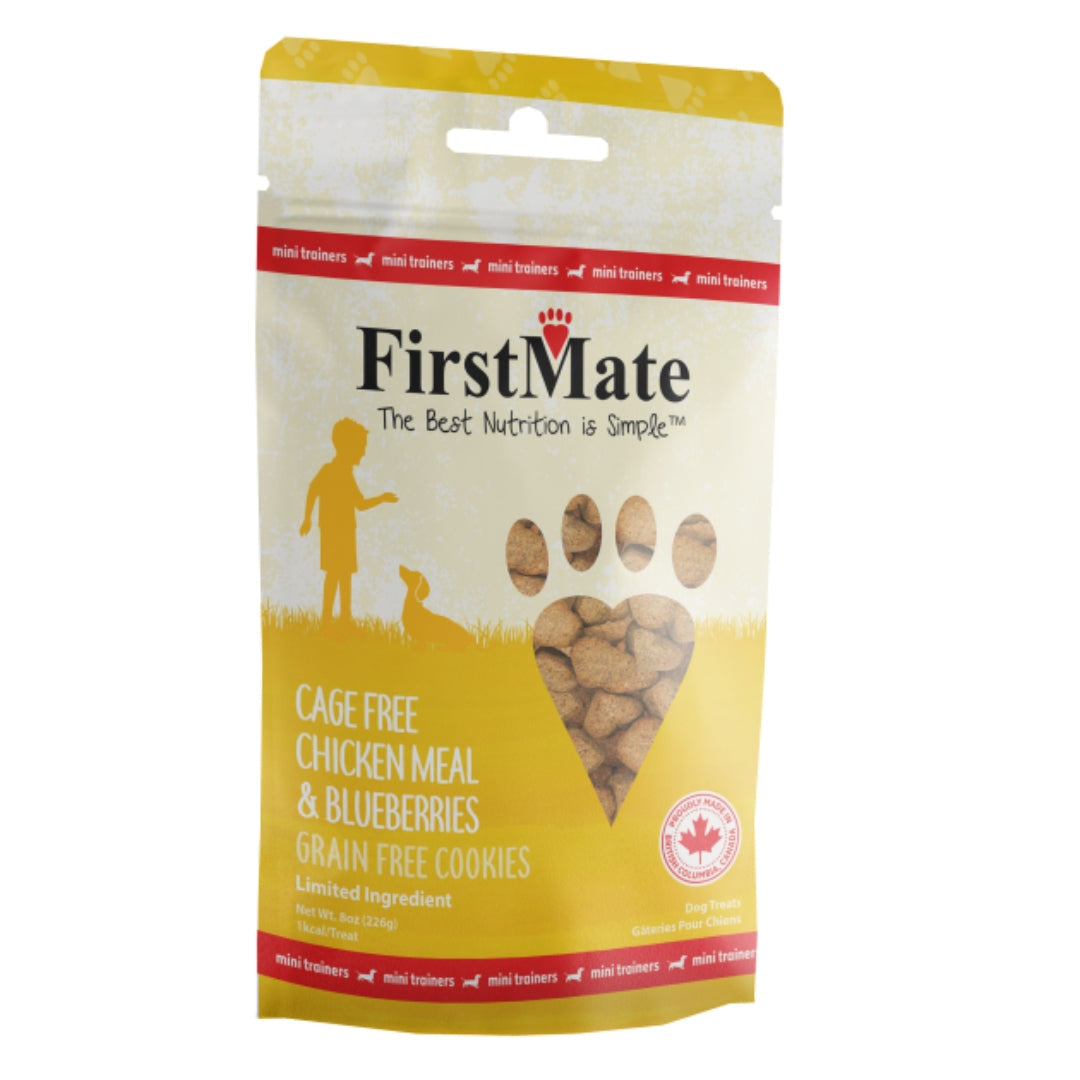 Firstmate Dog Limited Ingredient Grain Free Mini Chicken Blueberry Treat 8oz.