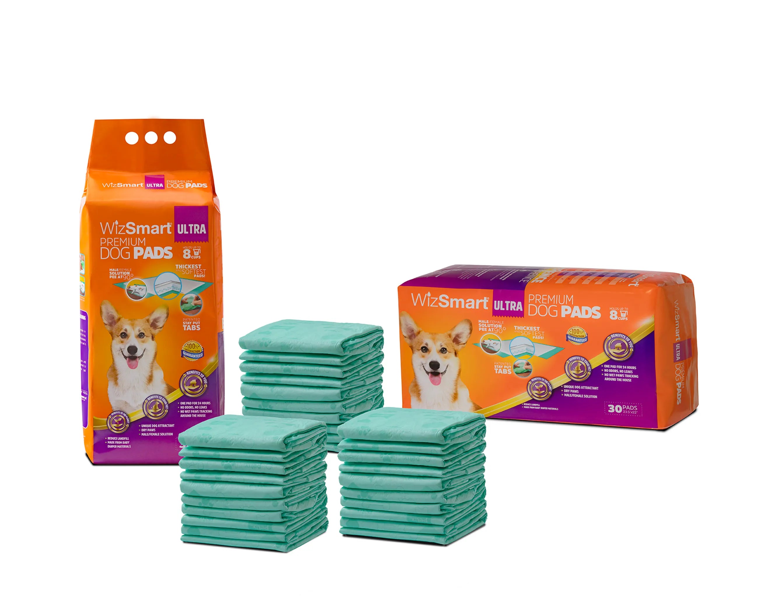 WizSmart Ultra Dog Pads – 4-Pack of 30 Count