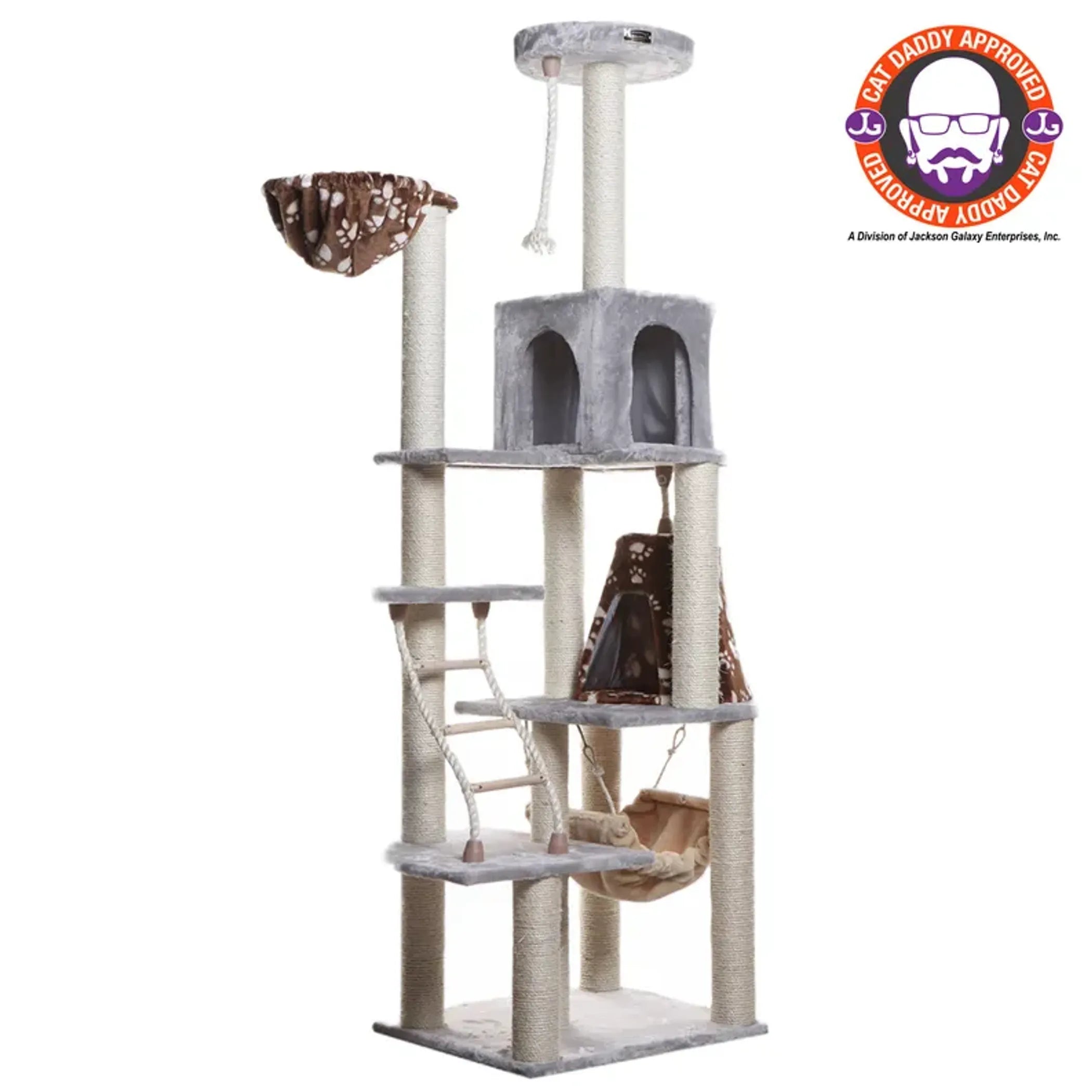 Armarkat® Real Wood Cat Climber Play House with Condo, Hammock & Basket