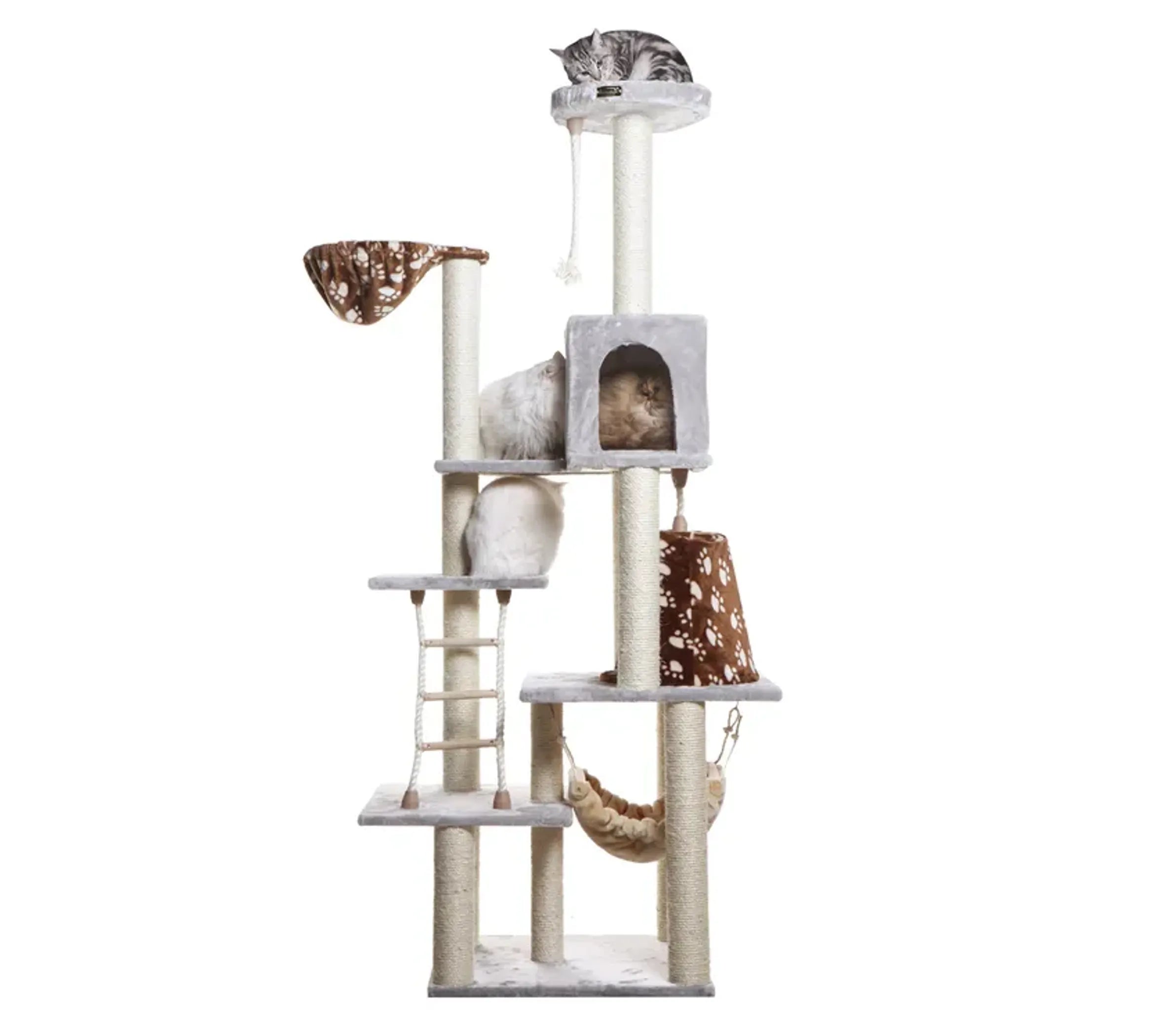 Armarkat® Real Wood Cat Climber Play House with Condo, Hammock & Basket