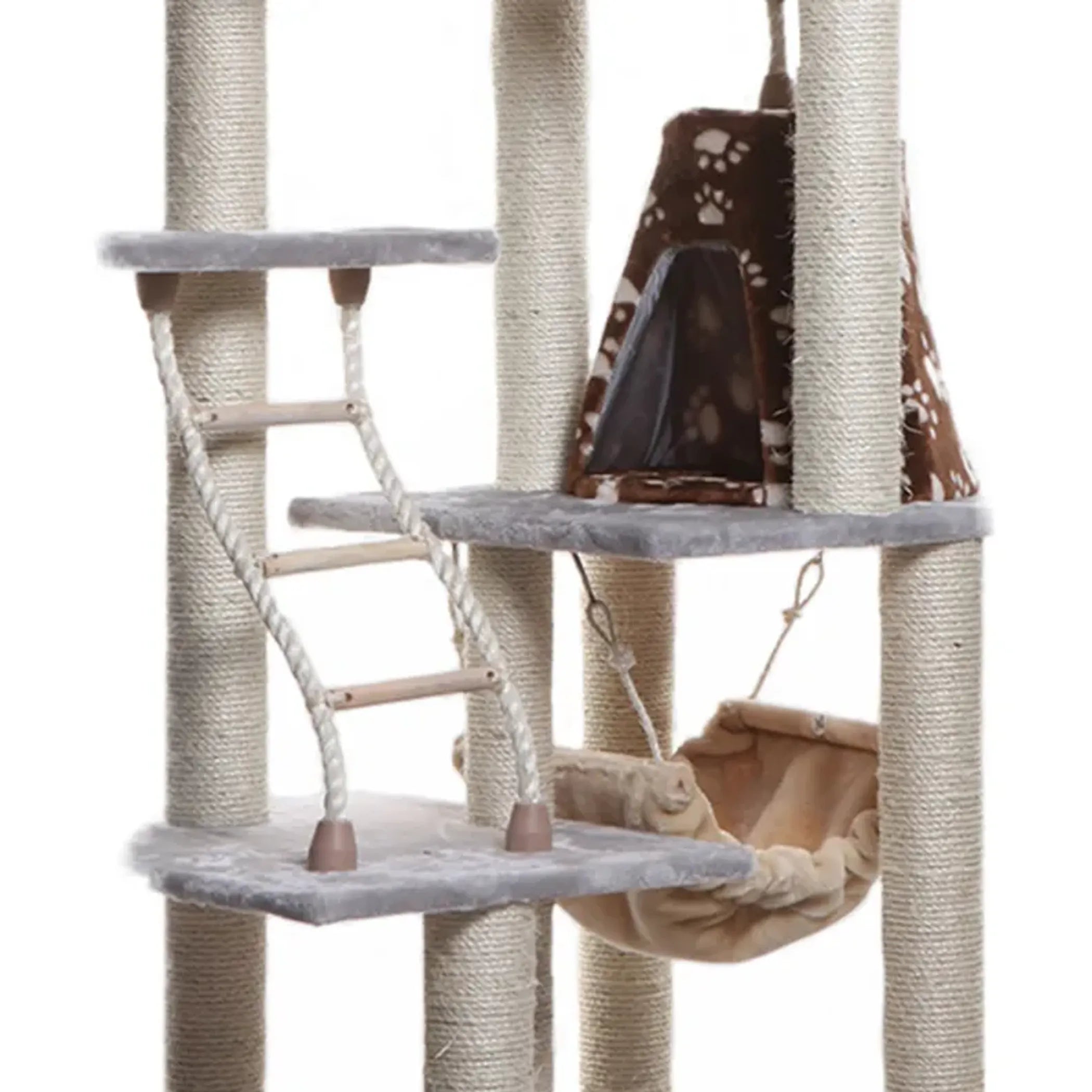Armarkat® Real Wood Cat Climber Play House with Condo, Hammock & Basket