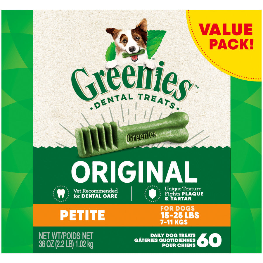 Greenies Dog Dental Treats Petite, Original, 1ea/36 oz, 60 ct