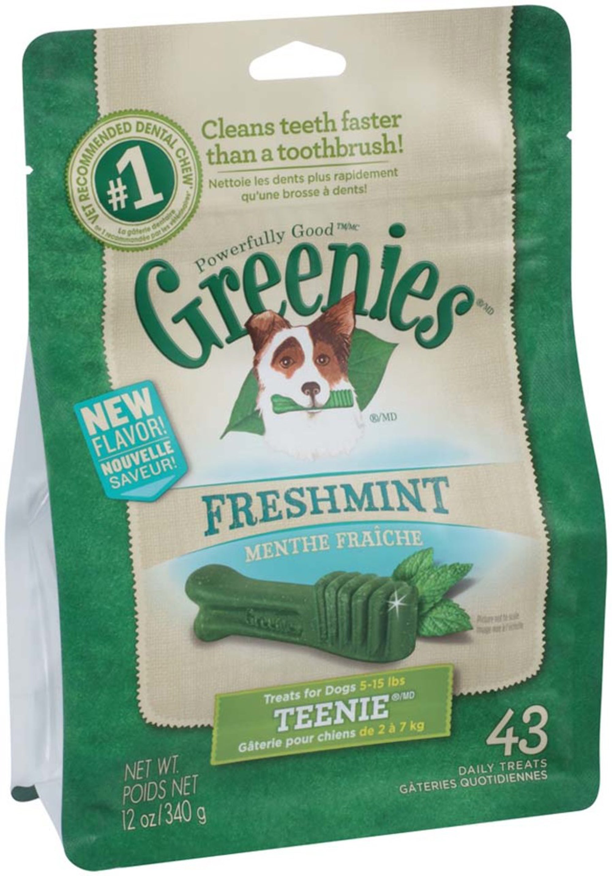 Greenies Dog Dental Treats Teenie, Fresh, 1ea/12 oz, 43 ct