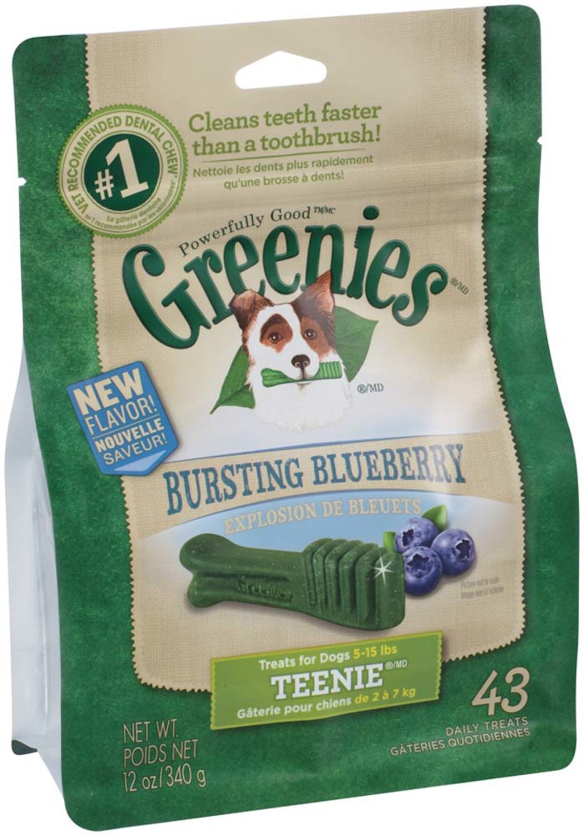Greenies Dog Dental Treats Teenie, Blueberry, 1ea/12 oz, 43 ct