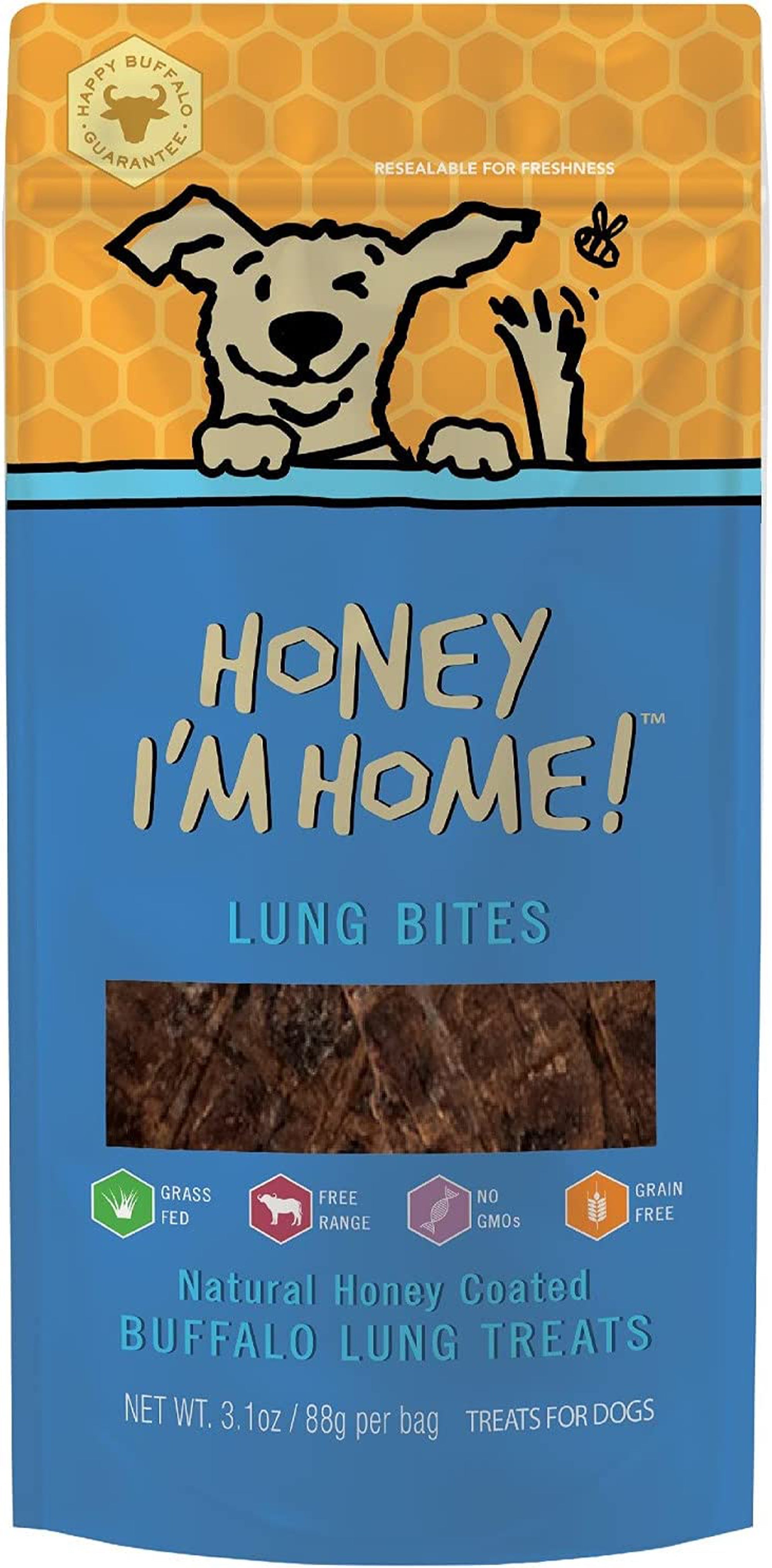 Honey I'm Home Dog Buffalo Lung Bites 3.1oz.