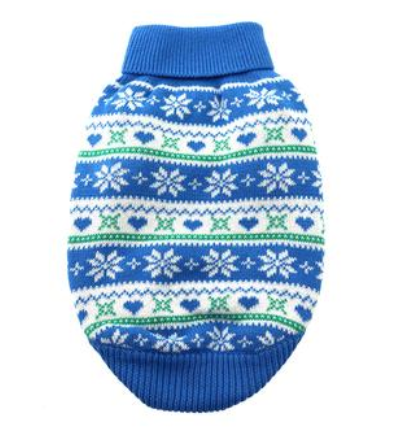 Blue Snowflakes & Hearts Dog Sweater