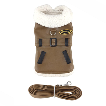 The Faux Leather Bomber Coat/Harness & Leash Set