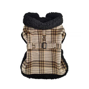 Brown & Black Plaid Sherpa-Lined Dog Coat/Harness & Leash Set