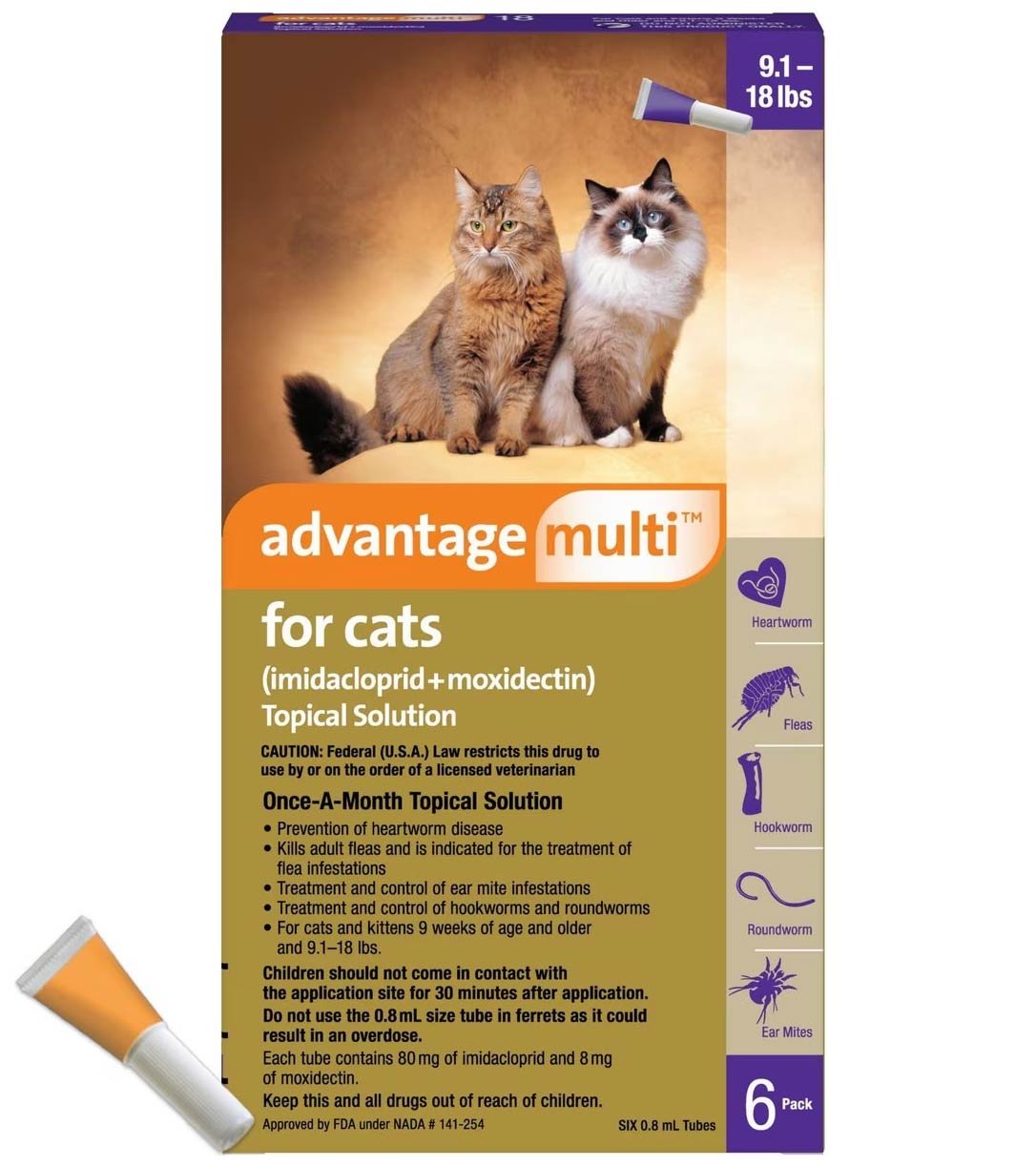 Rx Advantage Multi for Cats 9.1-18 lbs (Purple) x 6 month