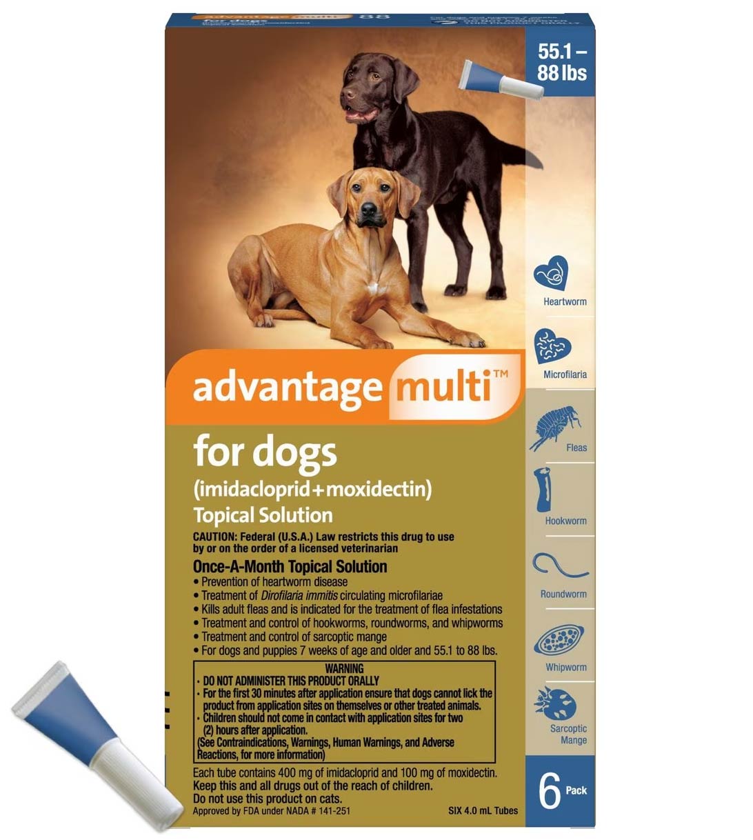 Rx Advantage Multi for Dogs 55.1-88 lbs (Blue) x 6 month