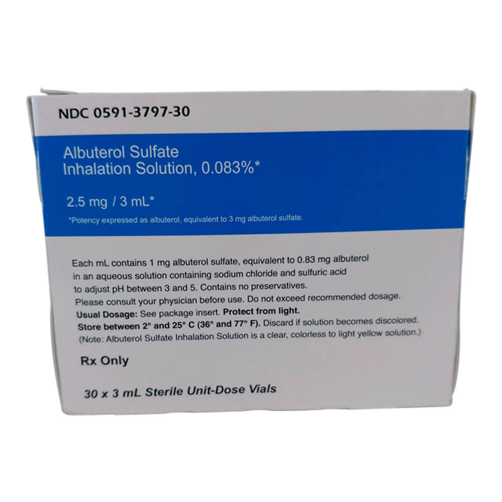 Rx Albuterol Inhalation Solution 0.083% 3ml x 30 ct