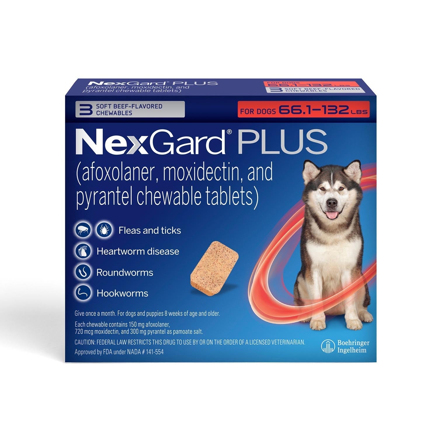 Rx Nexgard Plus, 66.1-132 lbs, 3pk