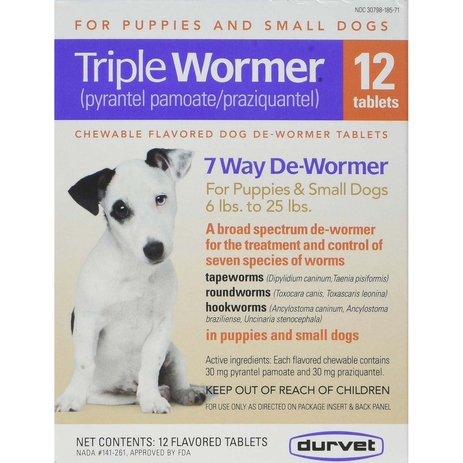 Triple Wormer Sm Dog 6-25lbs 30gm 12ct