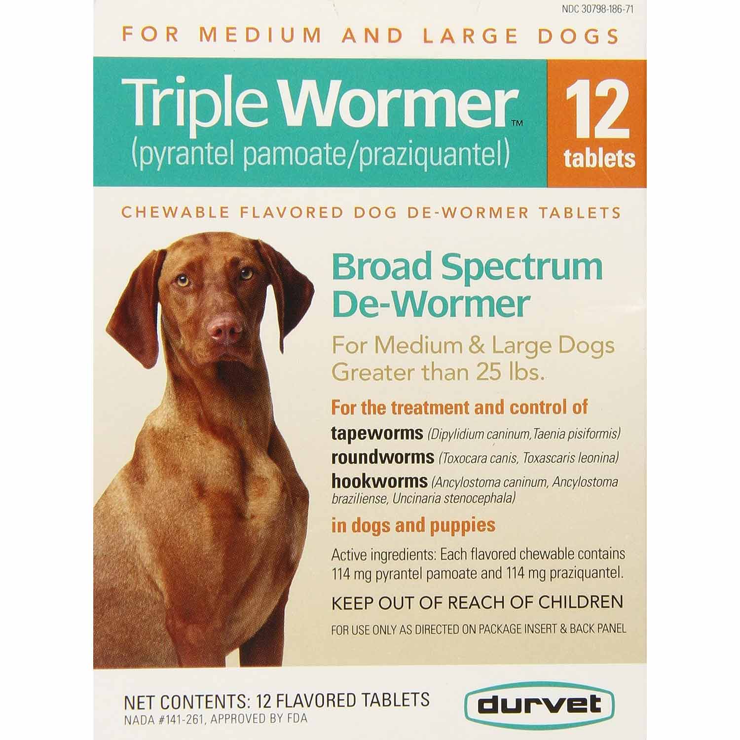 Triple Wormer Lg Dog 25.1-200lbs 114gm 12ct