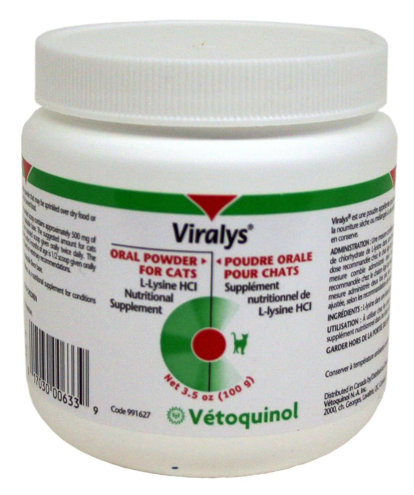 Vetoquinol Viralys L-Lysine Supplement for Cats, 100 gm