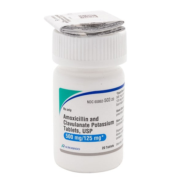 Rx Amoxicillin Clav Pot 500/125mg, 20 Tablets