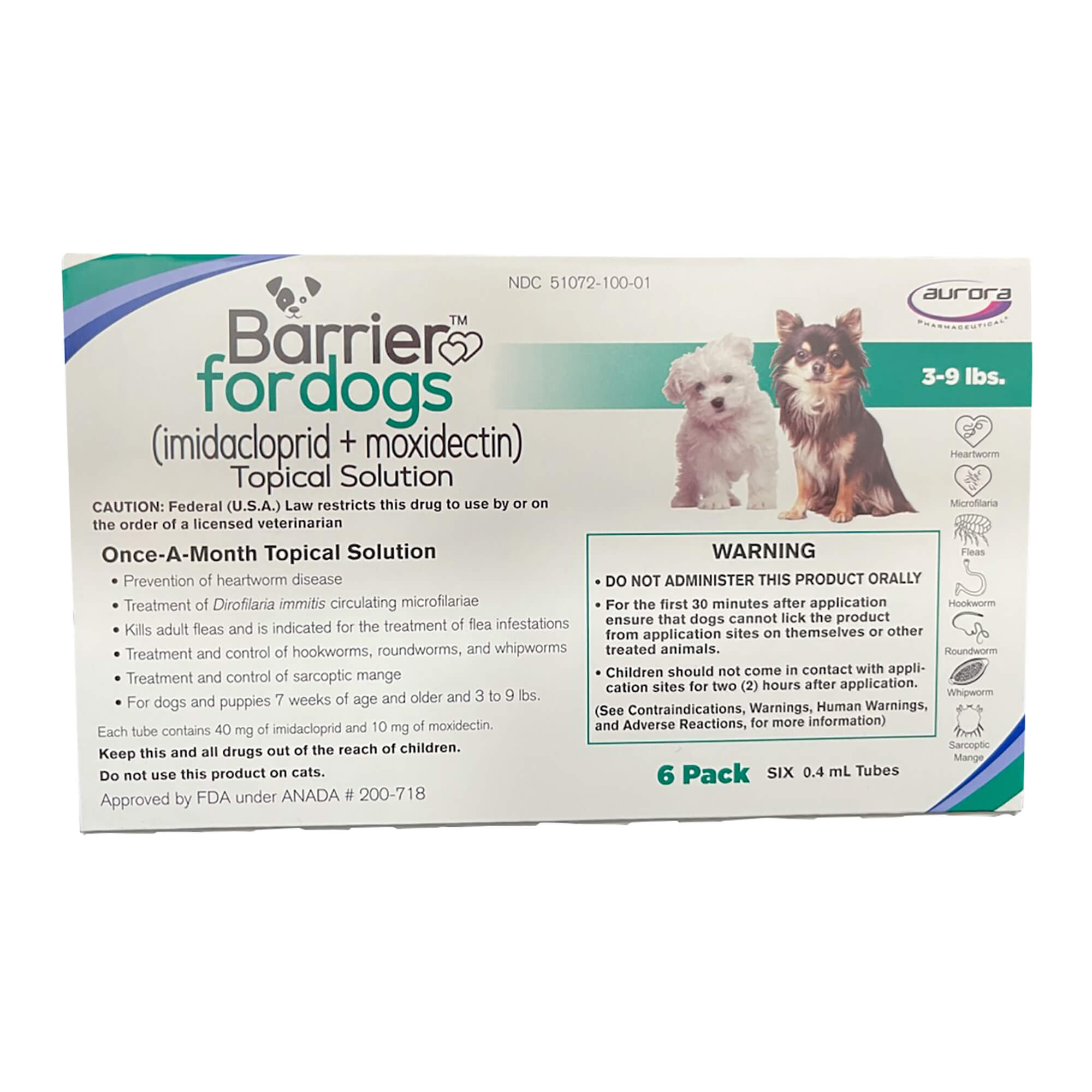 Rx Barrier Topical Solution for Dogs, 3-9 lbs, 6 month