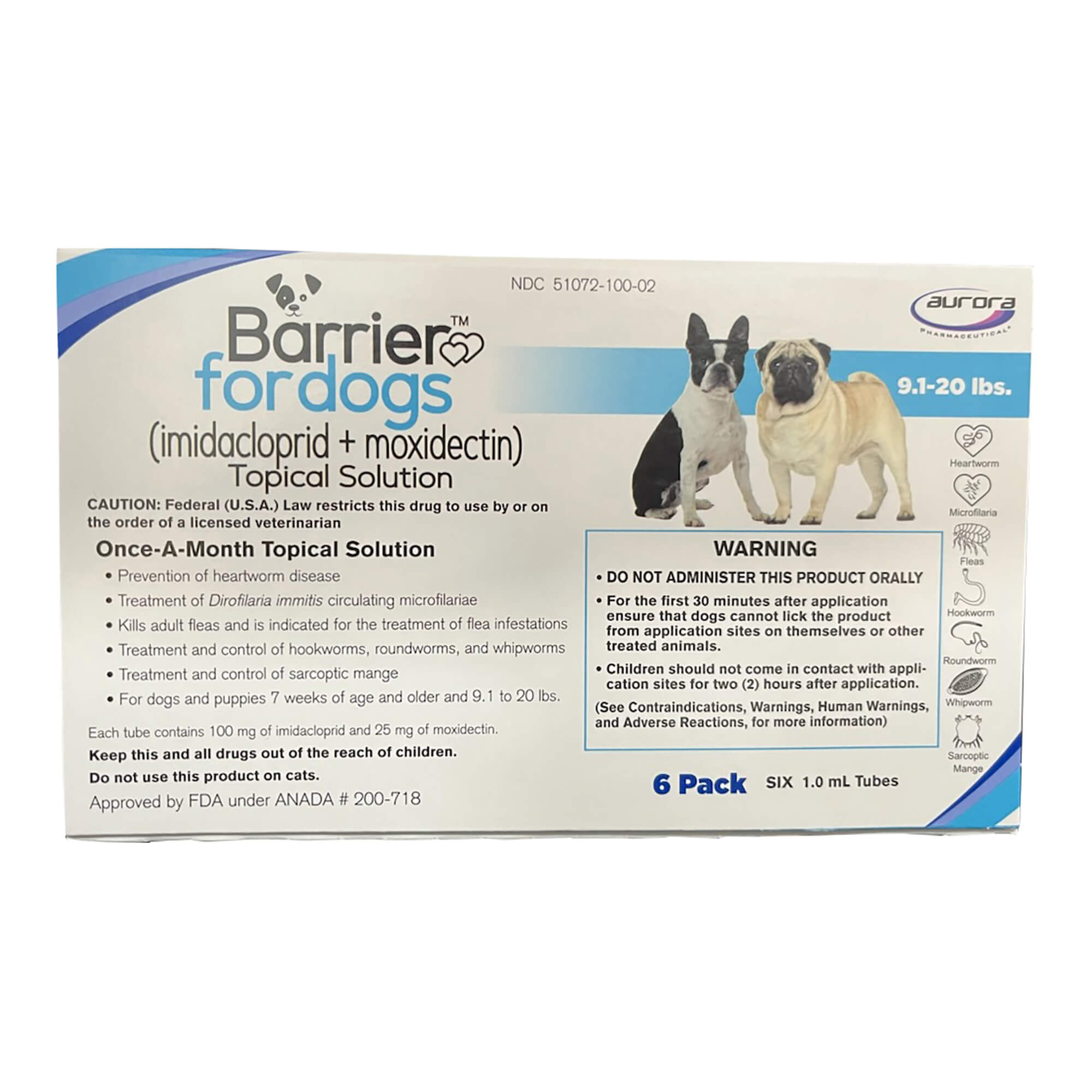 Rx Barrier Topical Solution for Dogs, 9.1-20 lbs, 6 month