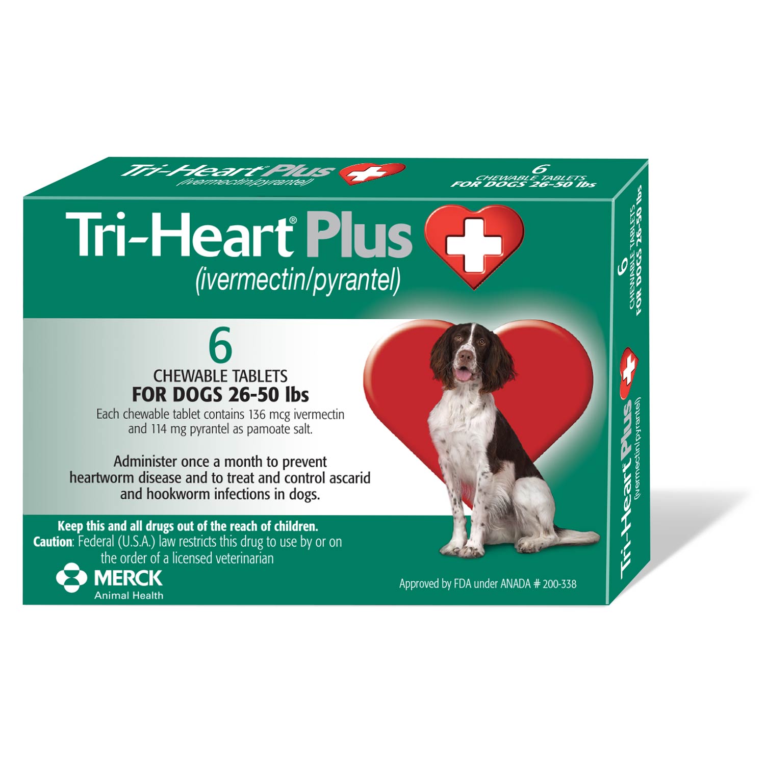 Rx Tri-Heart Plus 26-50lbs (green) x 6 tablets