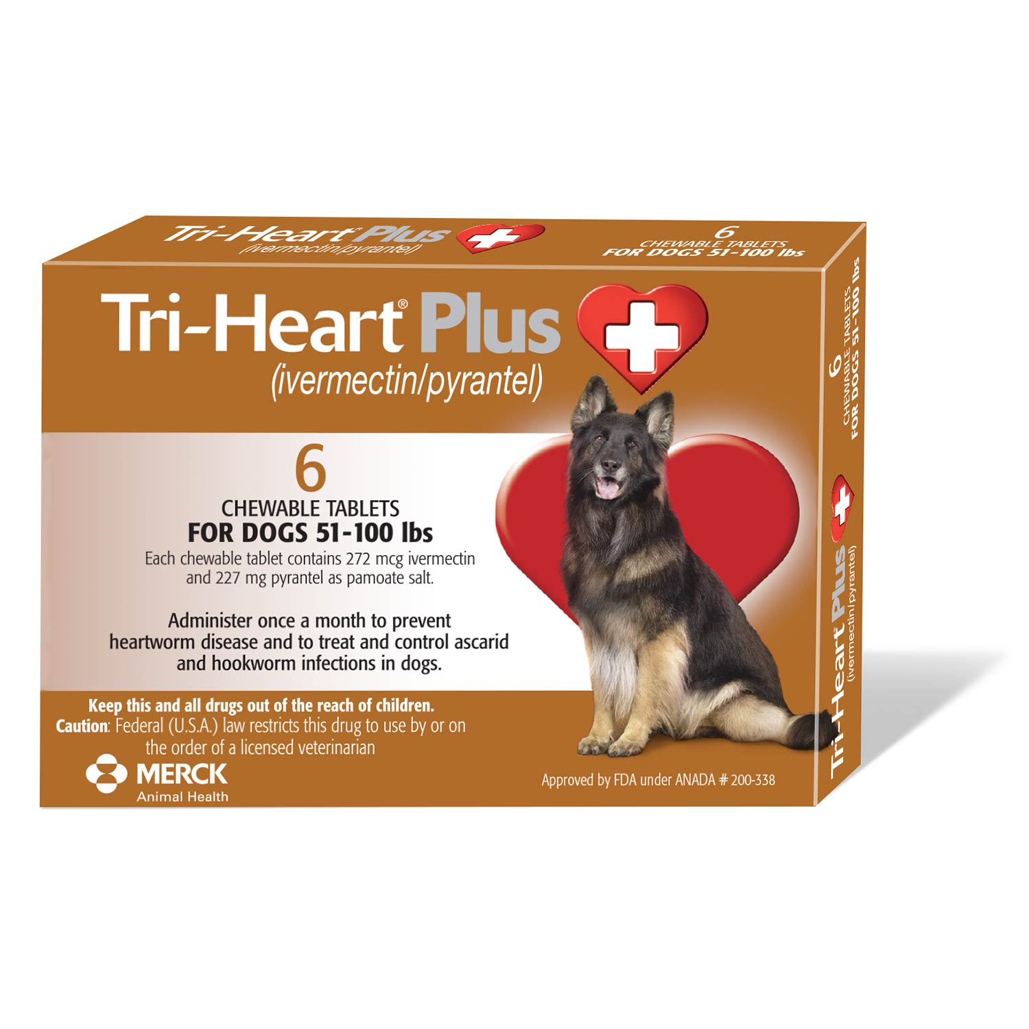 Rx Tri-Heart Plus 51-100lbs (brown) x 6 tablets