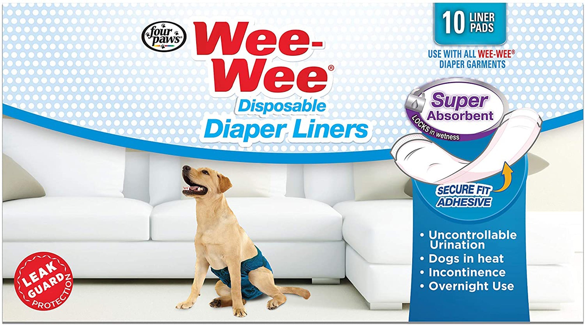 Four Paws Wee Wee Dog Diaper Garment Pads 1ea/One Size 24 ct