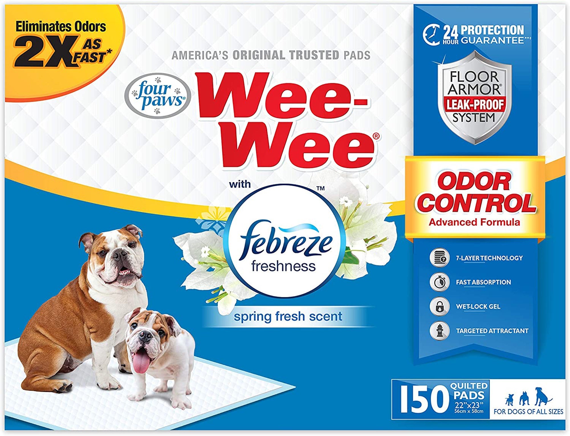 Four Paws WeeWee Odor Control Dog Training Pads with Febreze Freshness 1ea/22 in X 23 in 100 ct