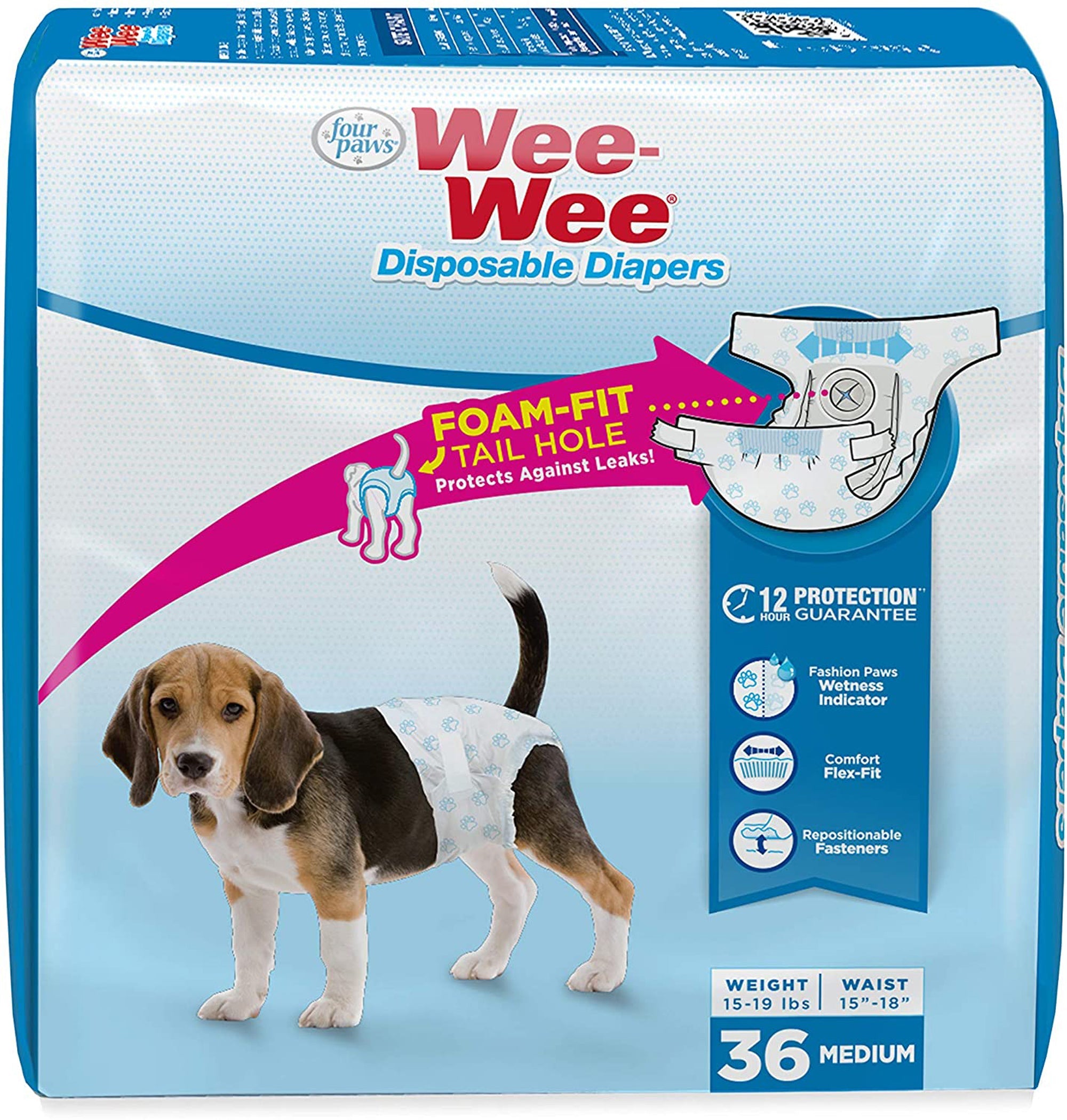 Four Paws WeeWee Disposable Dog Diapers 1ea/SMall 36 ct