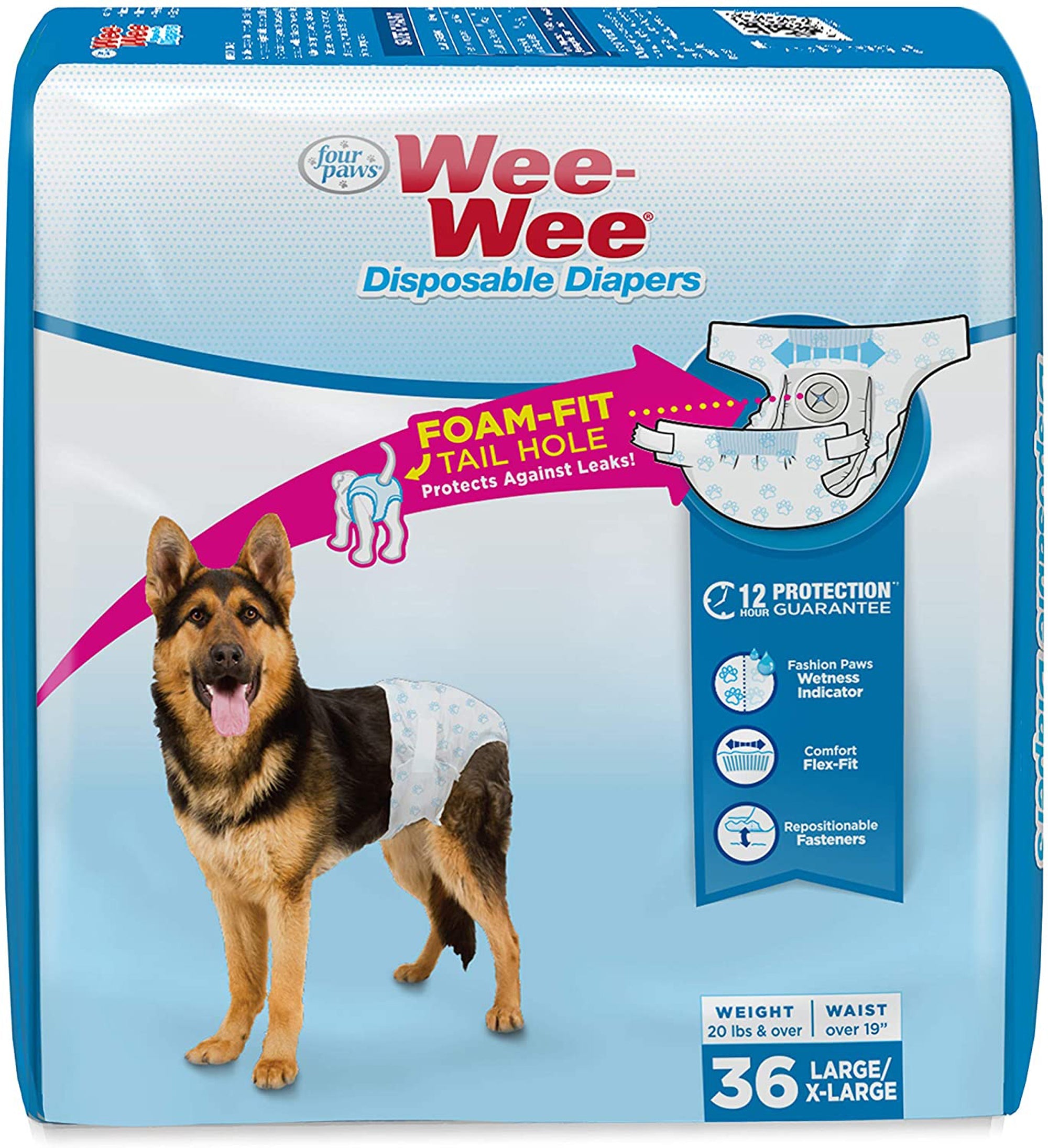 Four Paws WeeWee Disposable Dog Diapers 1ea/Large 36 ct