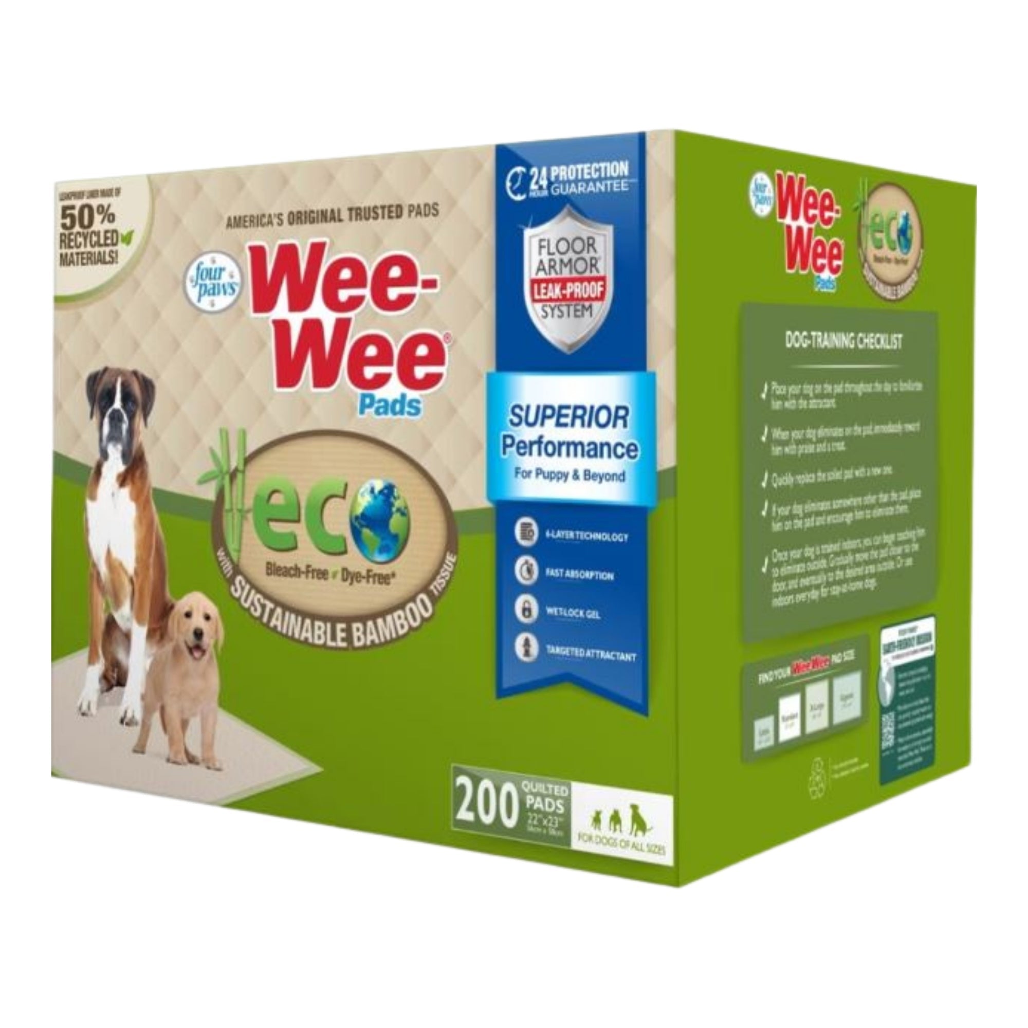 Four Paws  Wee-Wee Eco Pads With Bamboo  22 x 23 - 200 Count