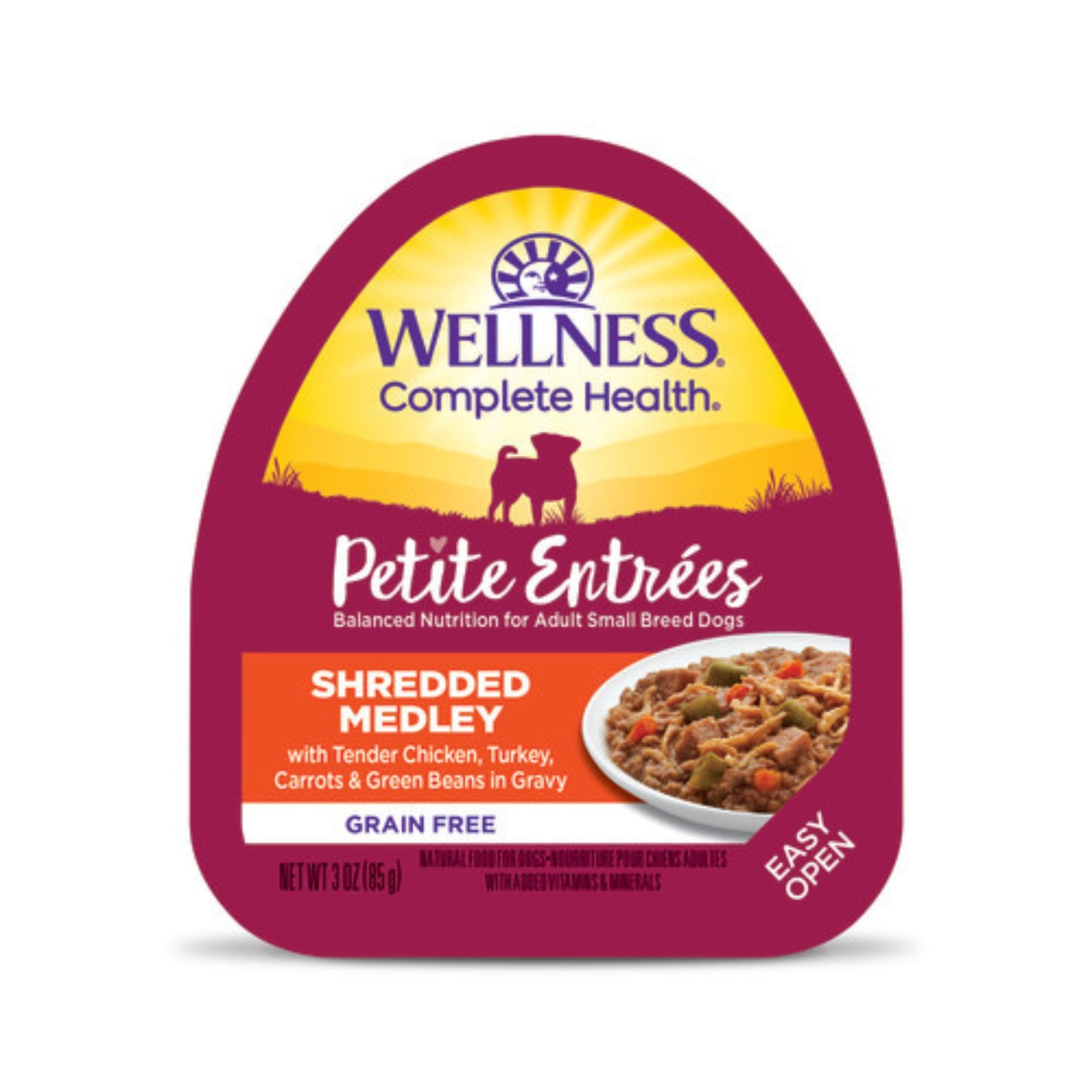 Wellness Complete Health Petite EntrÃ©es Shredded Medly Tender Chicken Turkey Carrot Green Bean 3oz. (Case of 12)