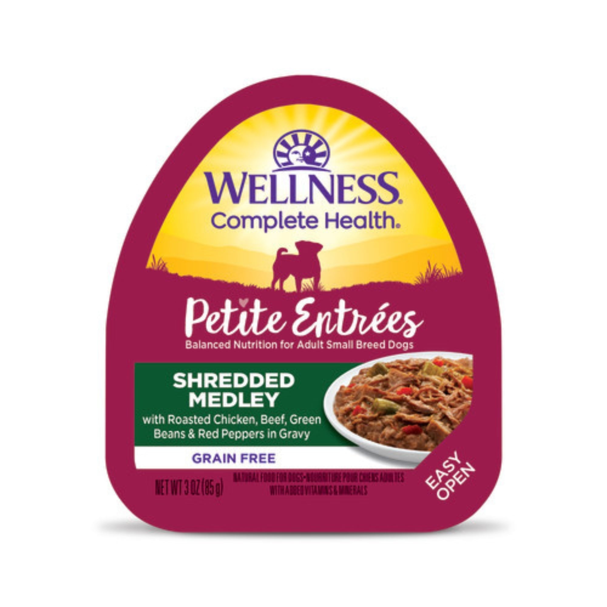 Wellness Complete Health Petite EntrÃ©es Shredded Medly Roast Chicken Beef Green Bean Red Pepper 3oz. (Case of 12)