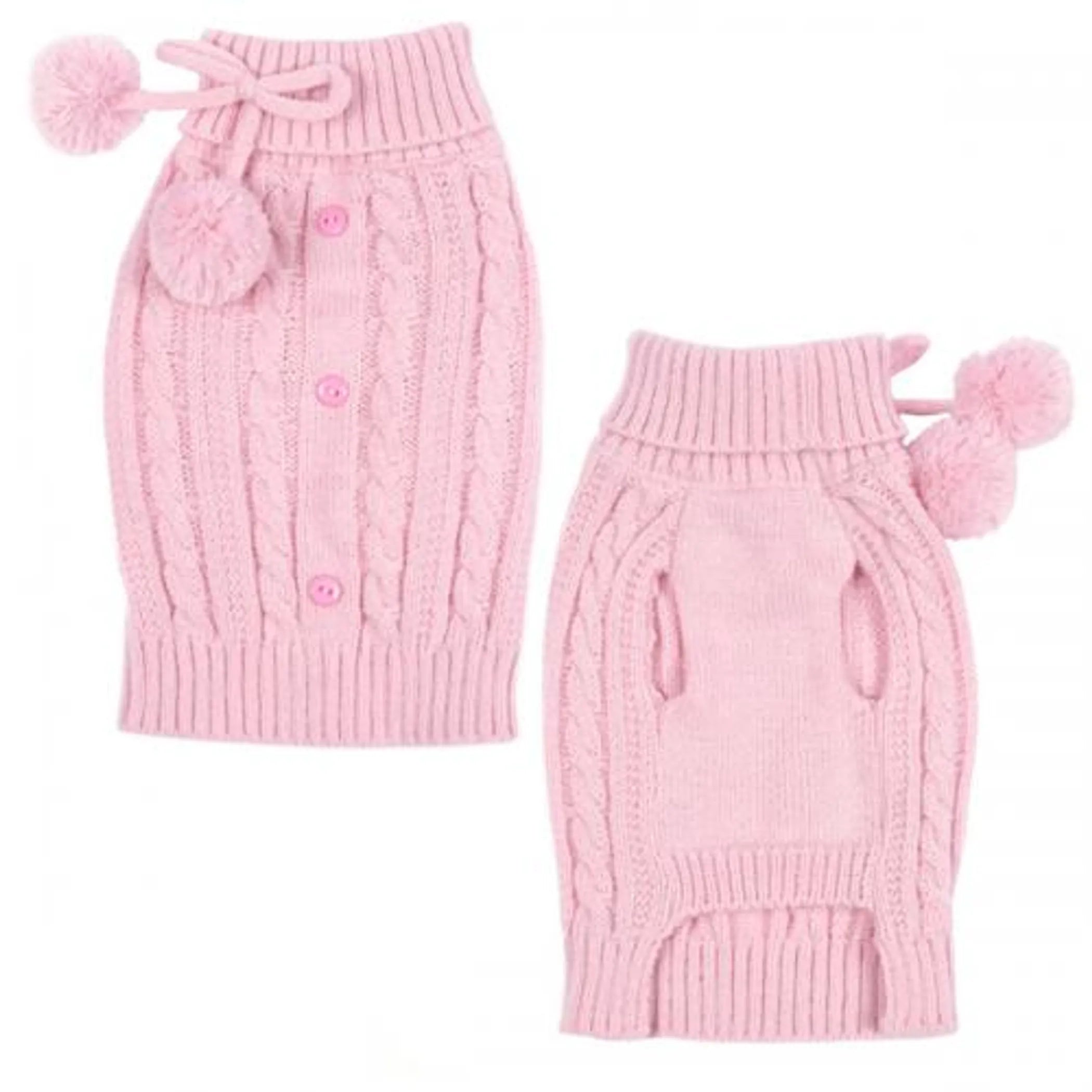 Pink Button Dog Sweater