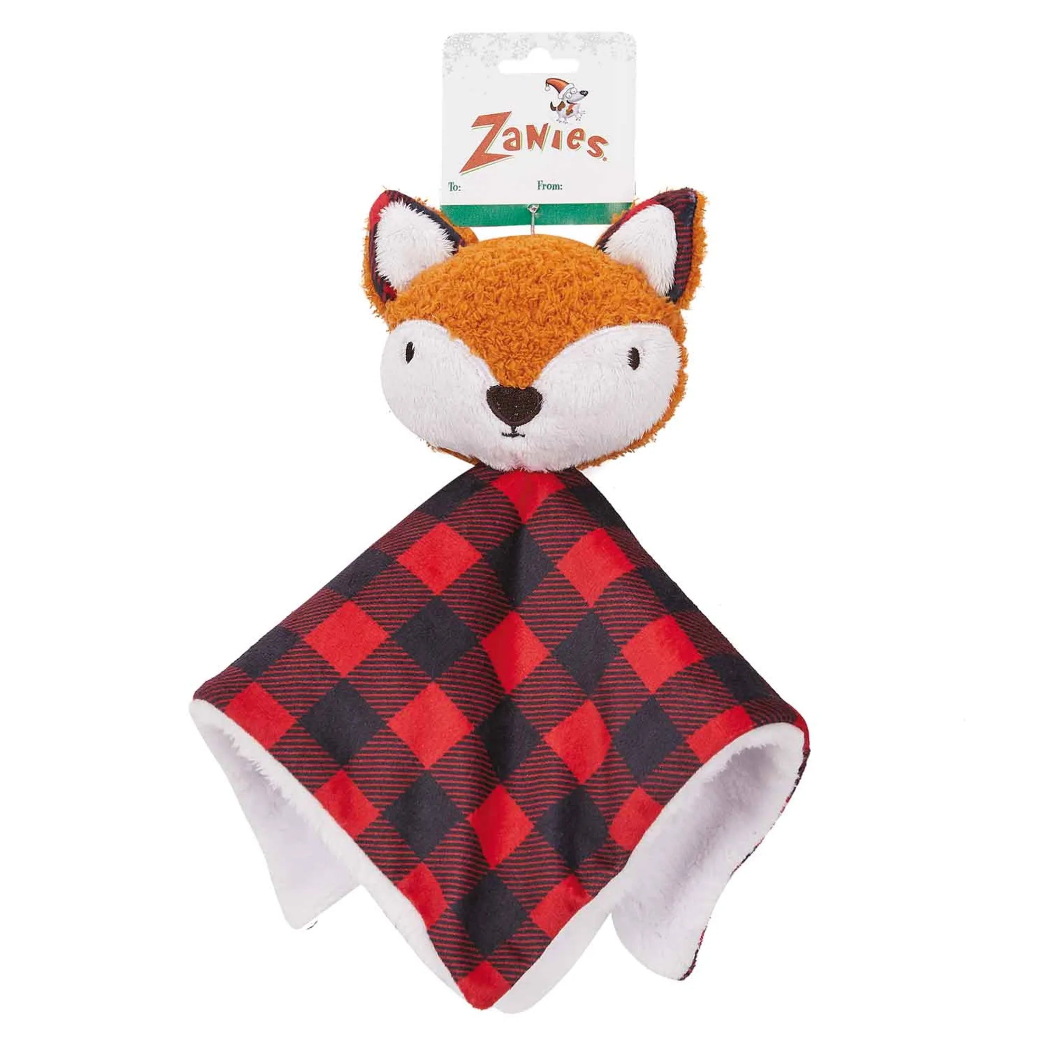 Zanies Buffalo Check Fox Puppy Blanket  Plush Comfort Toy