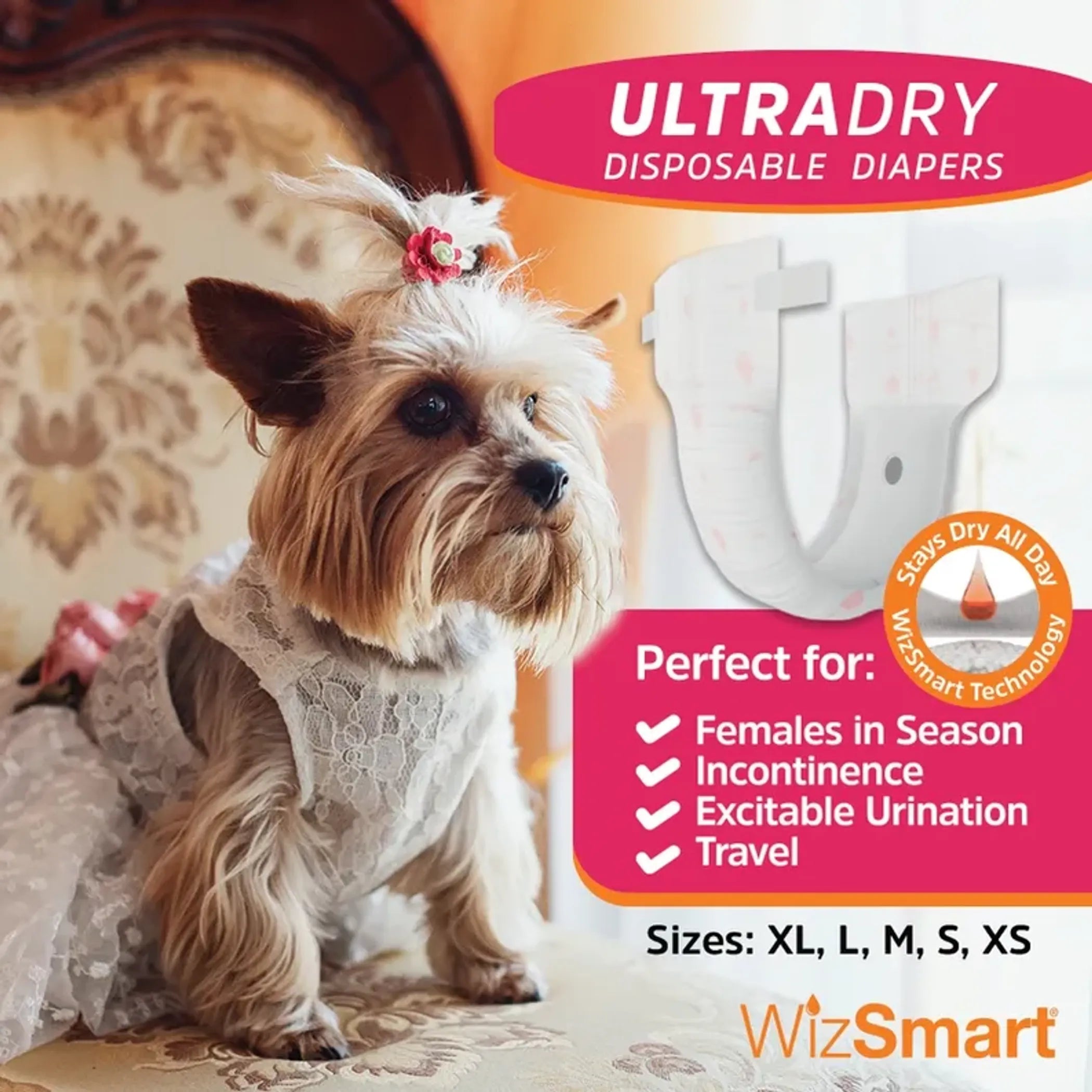WizSmart UltraDry Dog Diapers – Disposable & Leak-Proof