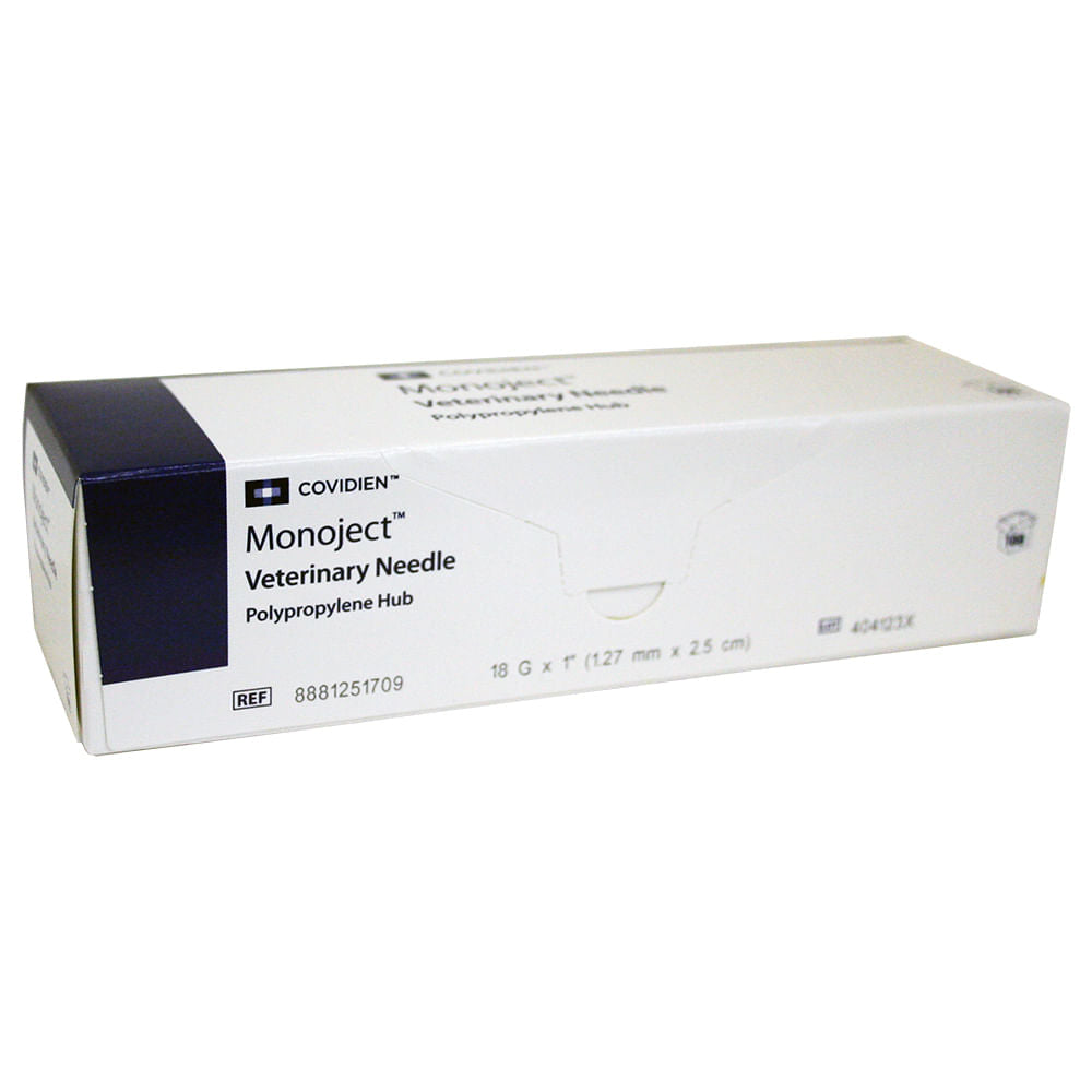 Monoject Needle Polypropylene Hub  18 G x 1", 100 ct