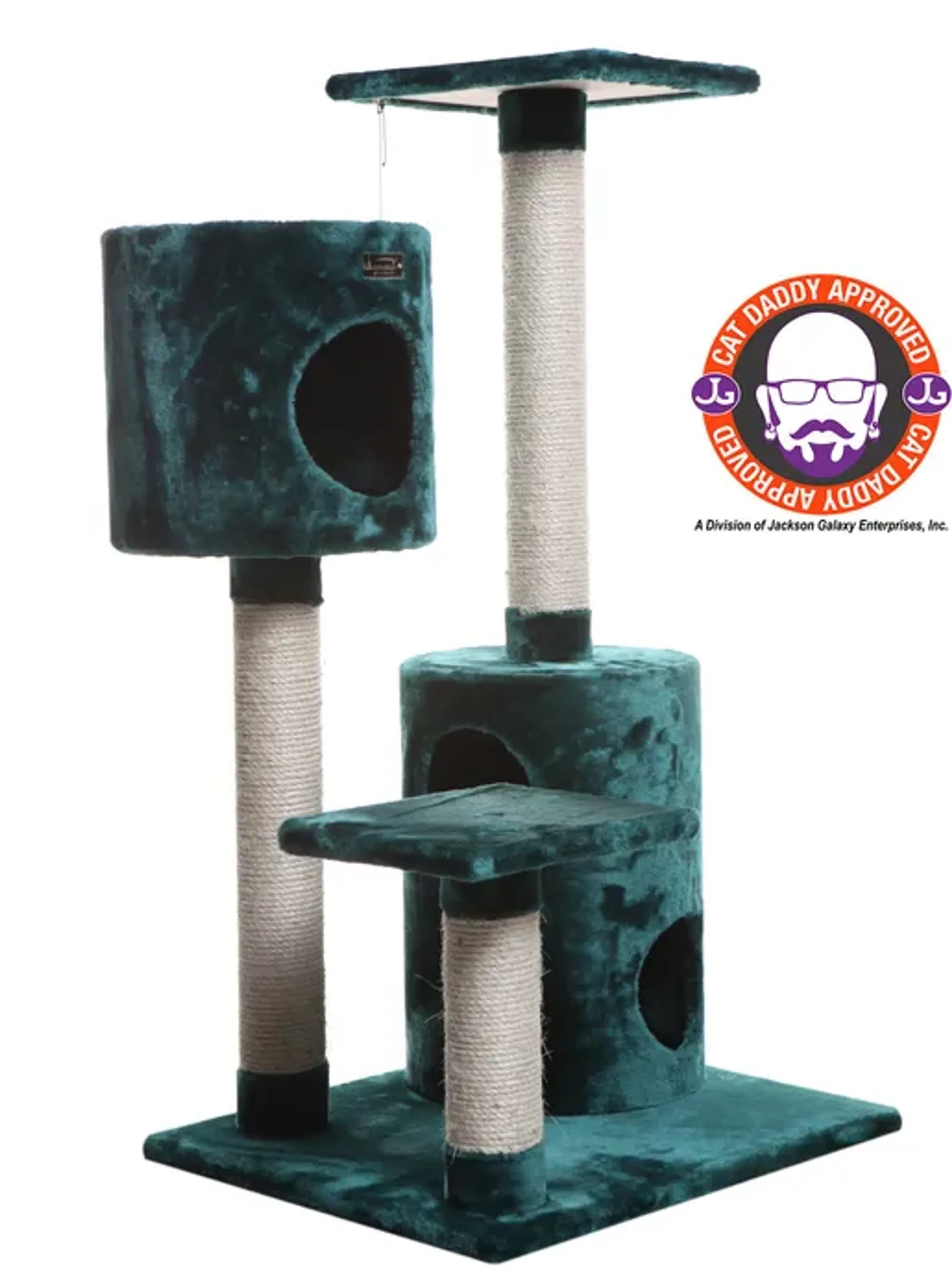 Real Wood Cat Tree House with 2 Private Condos 43" Green