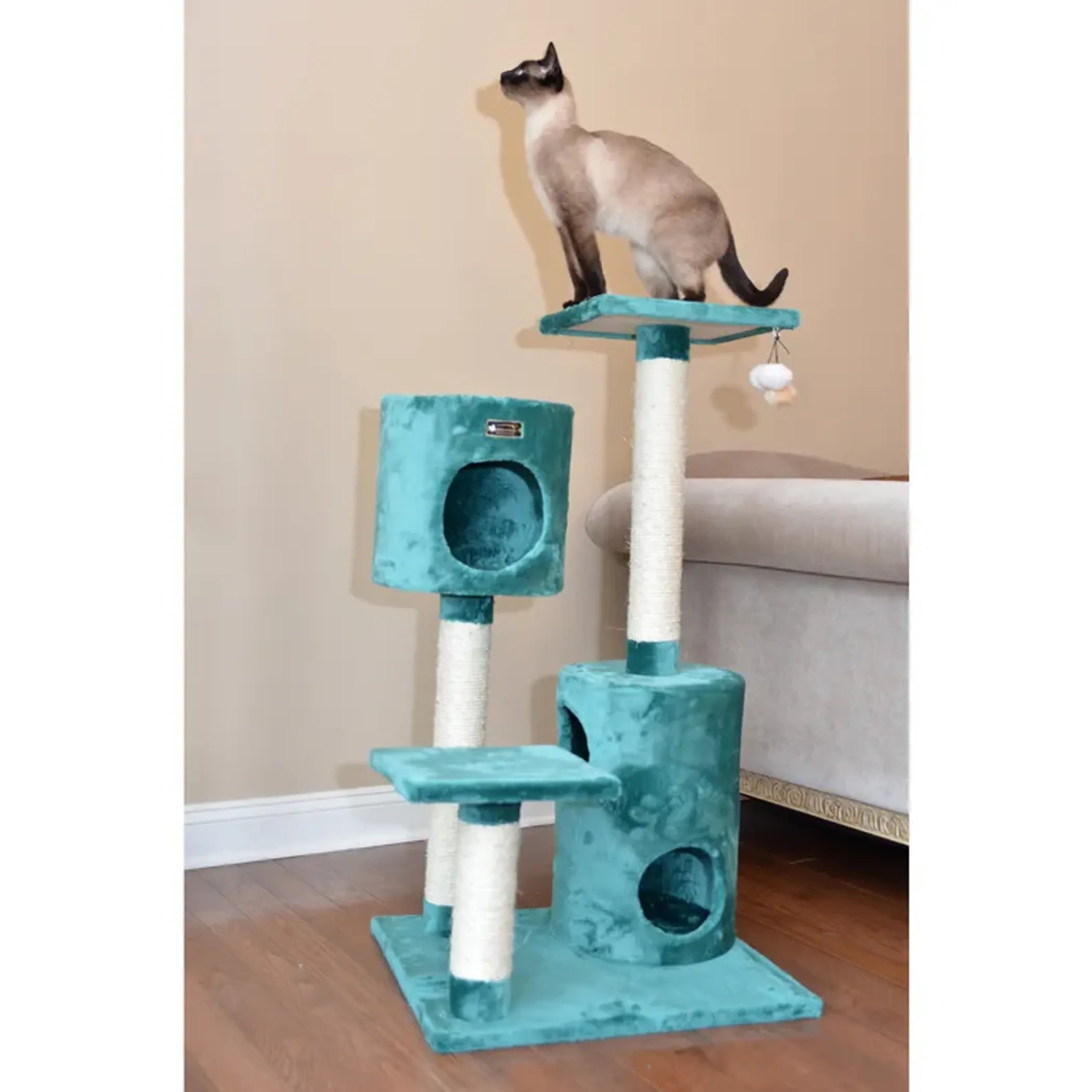 Real Wood Cat Tree House with 2 Private Condos 43" Green