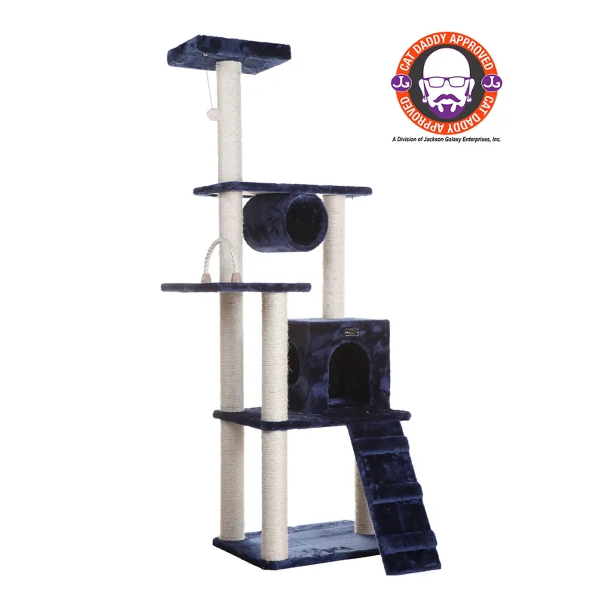 Real Wood 71" Navy Cat Climbing Tower Scratching Furniture