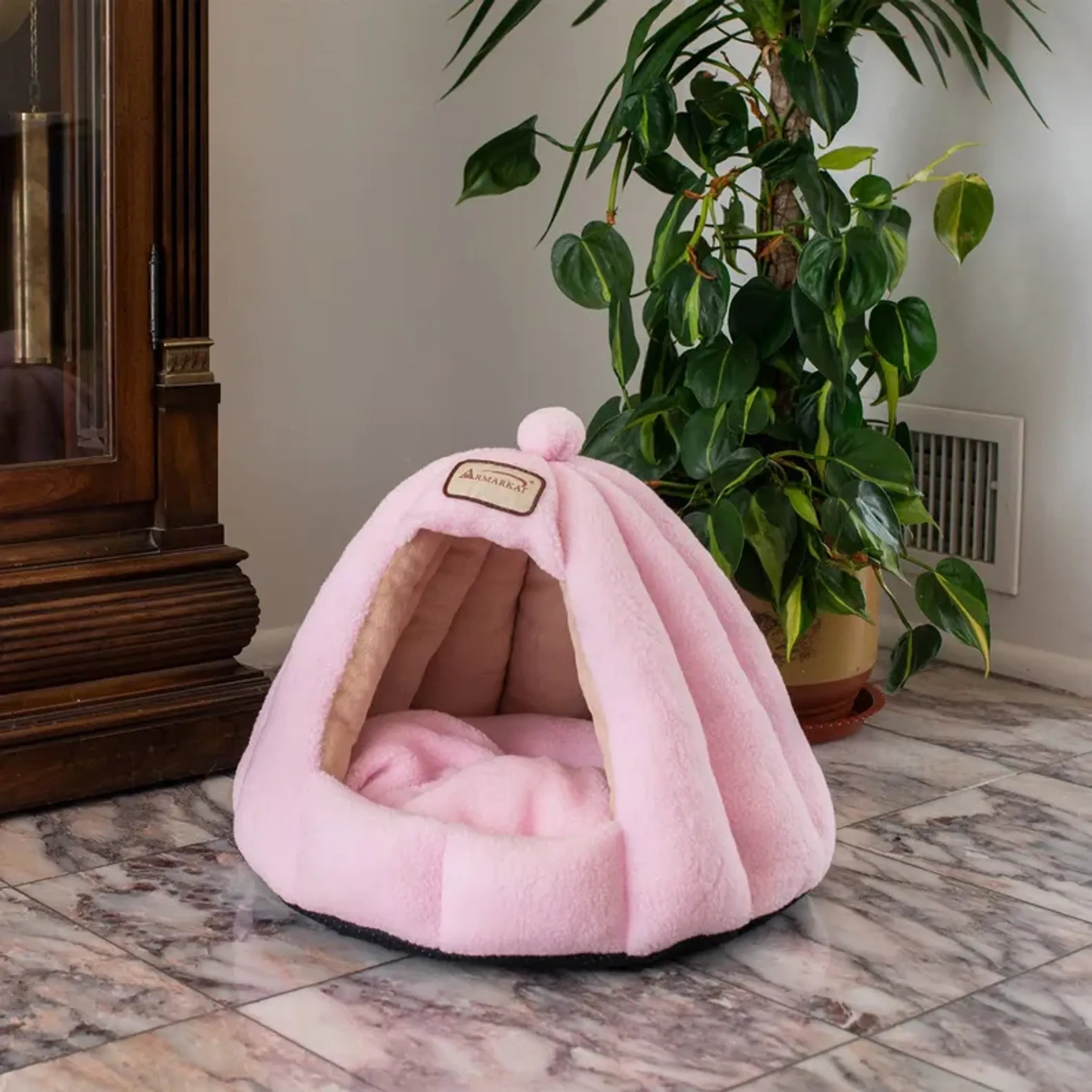 Armarkat® Cat Bed Soft Pink Cozy Cave for Cats & Small Dog