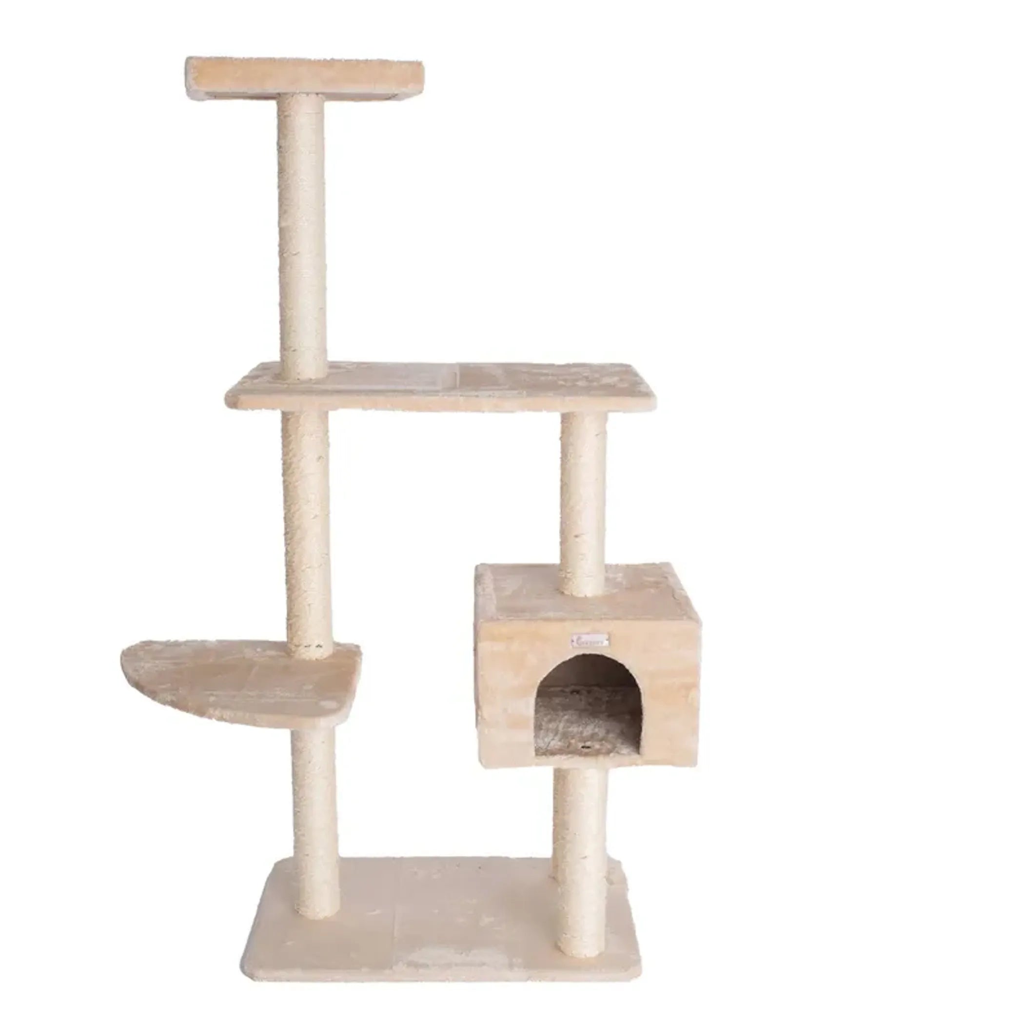 GleePet 57-Inch Cat Tree Real Wood Cat Perches Beige