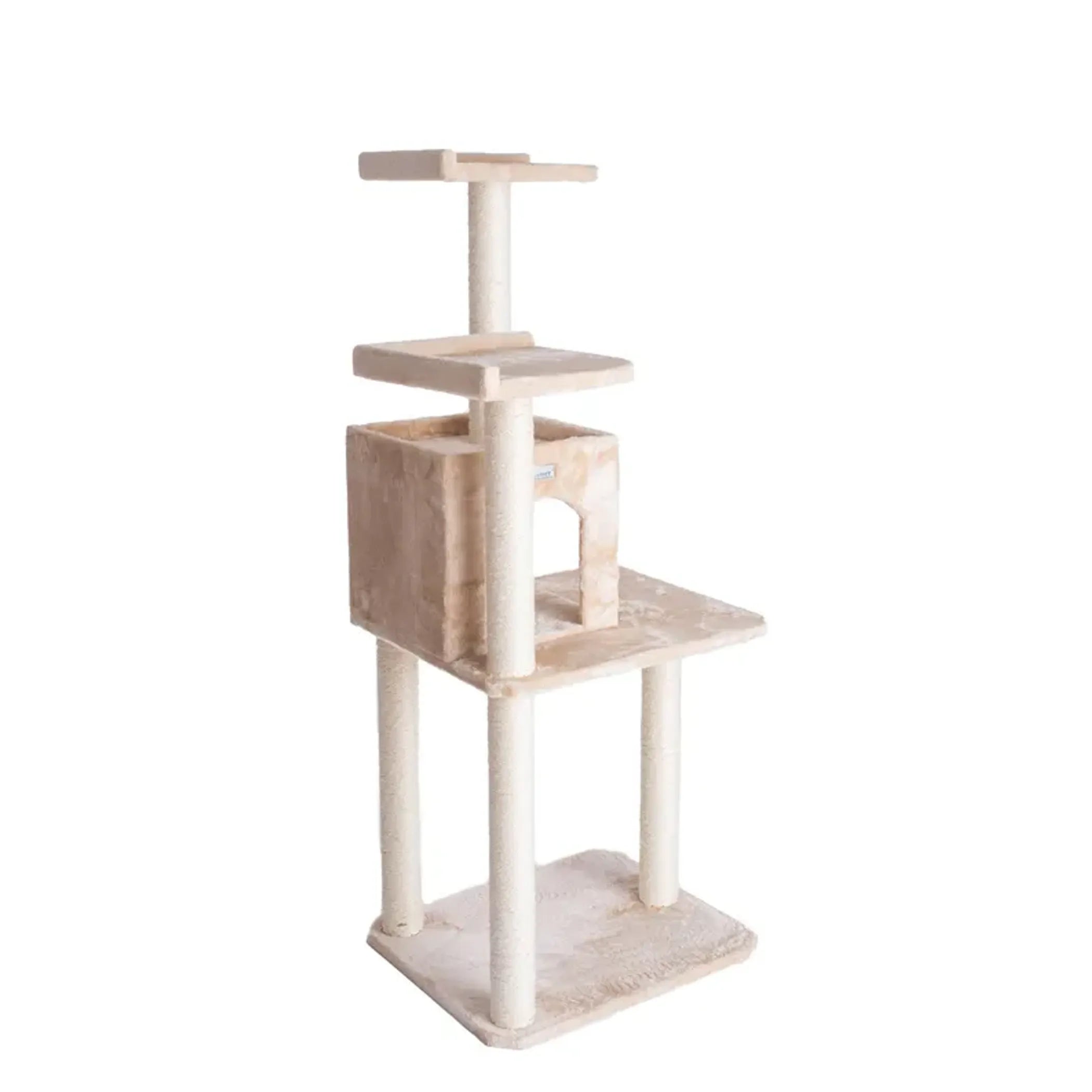 GleePet 57-Inch Height Cat Tree Two-Door Real Wood Condo Beige