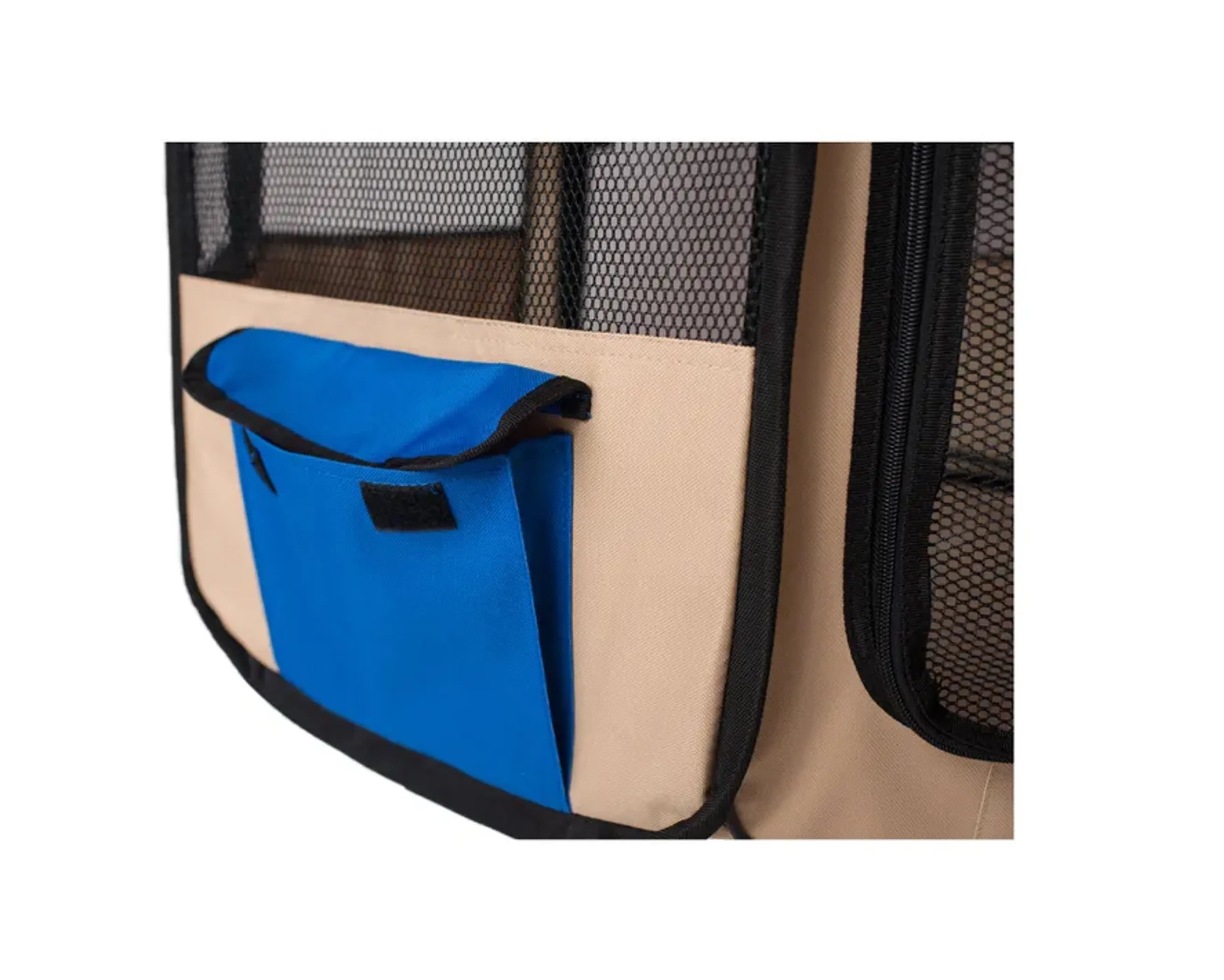AeroMark Portable Pet Playpen in Blue & Beige