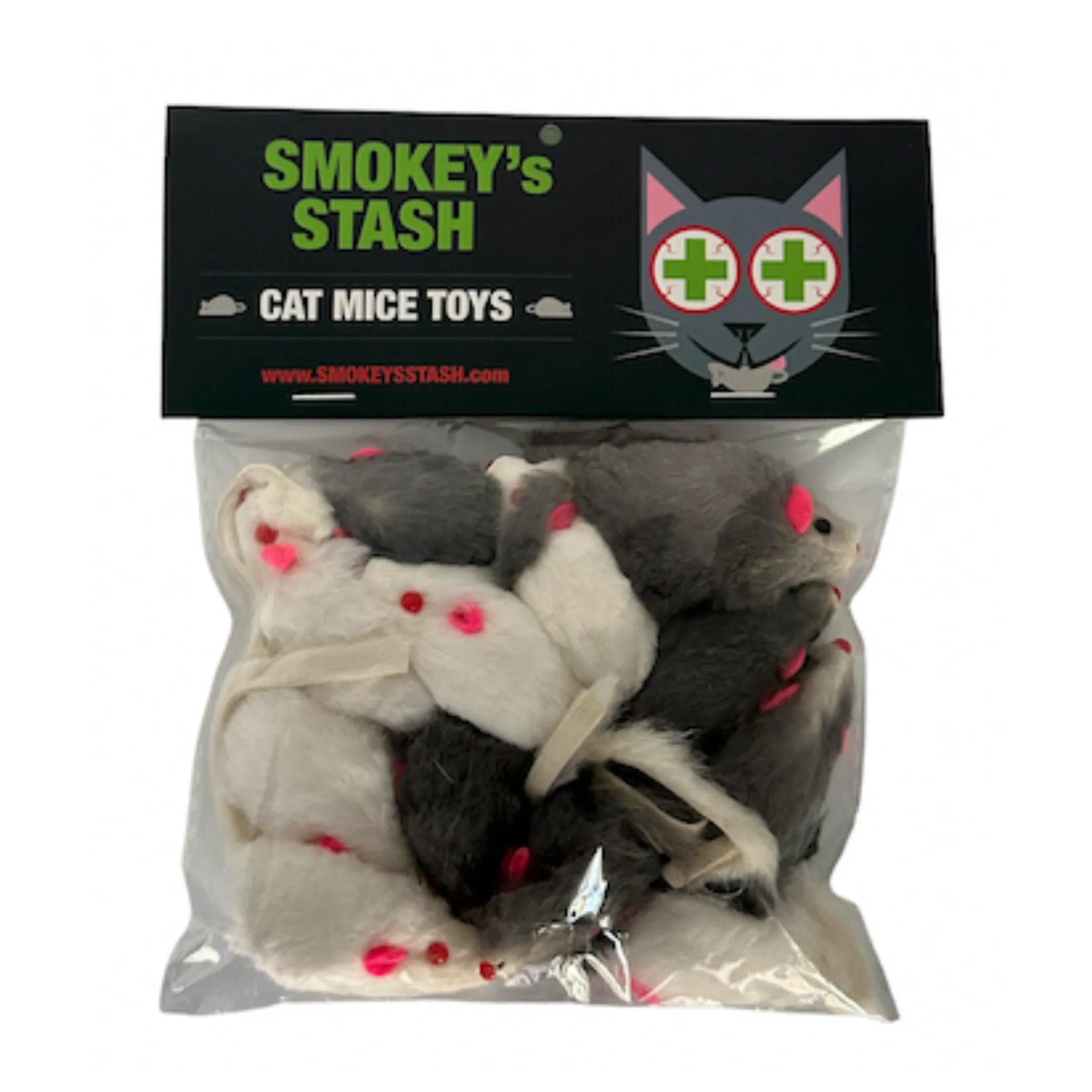 Smokey's Stash Rabbit Fur Mouse Cat Toys