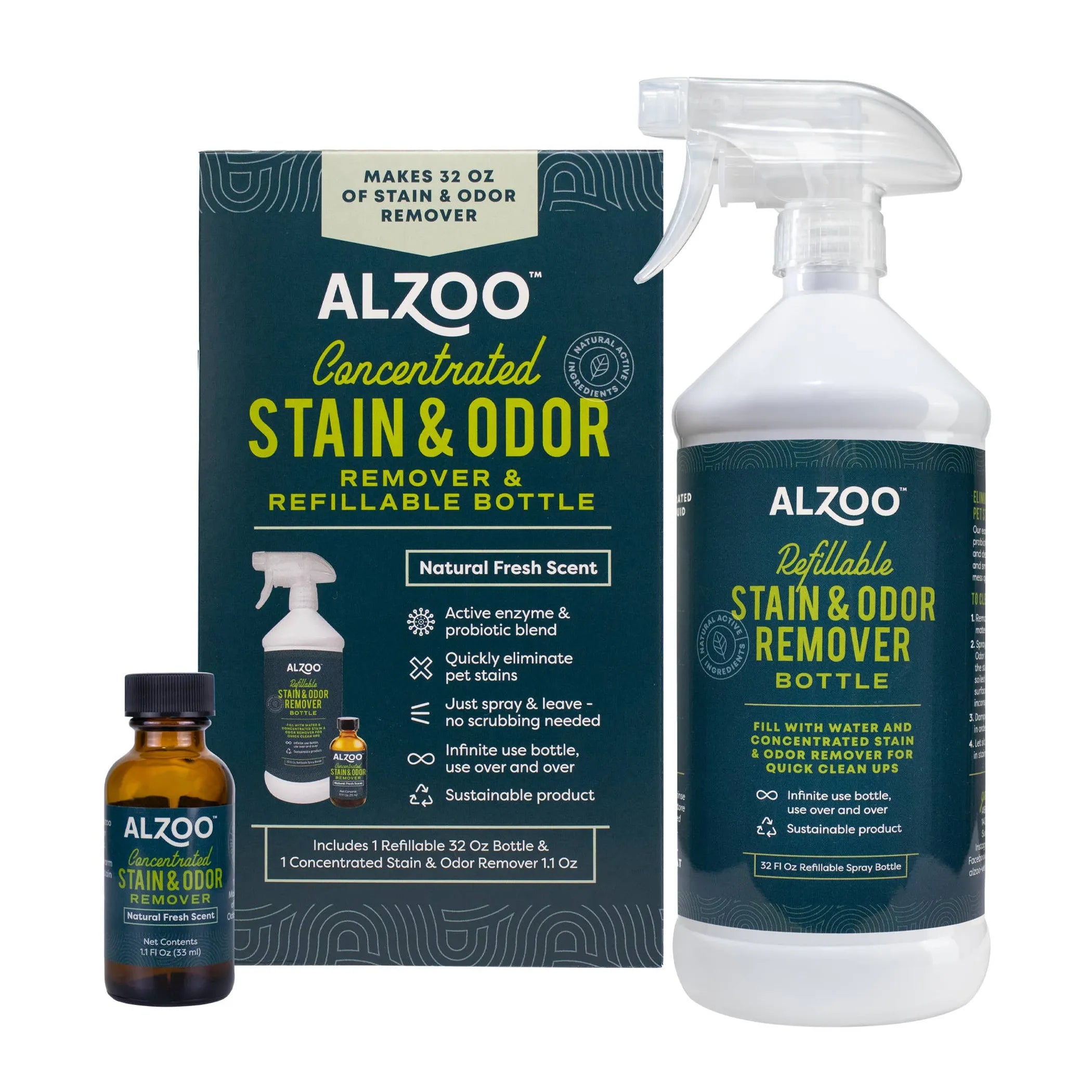 ALZOO Concentrated Stain &amp; Odor Remover Kit