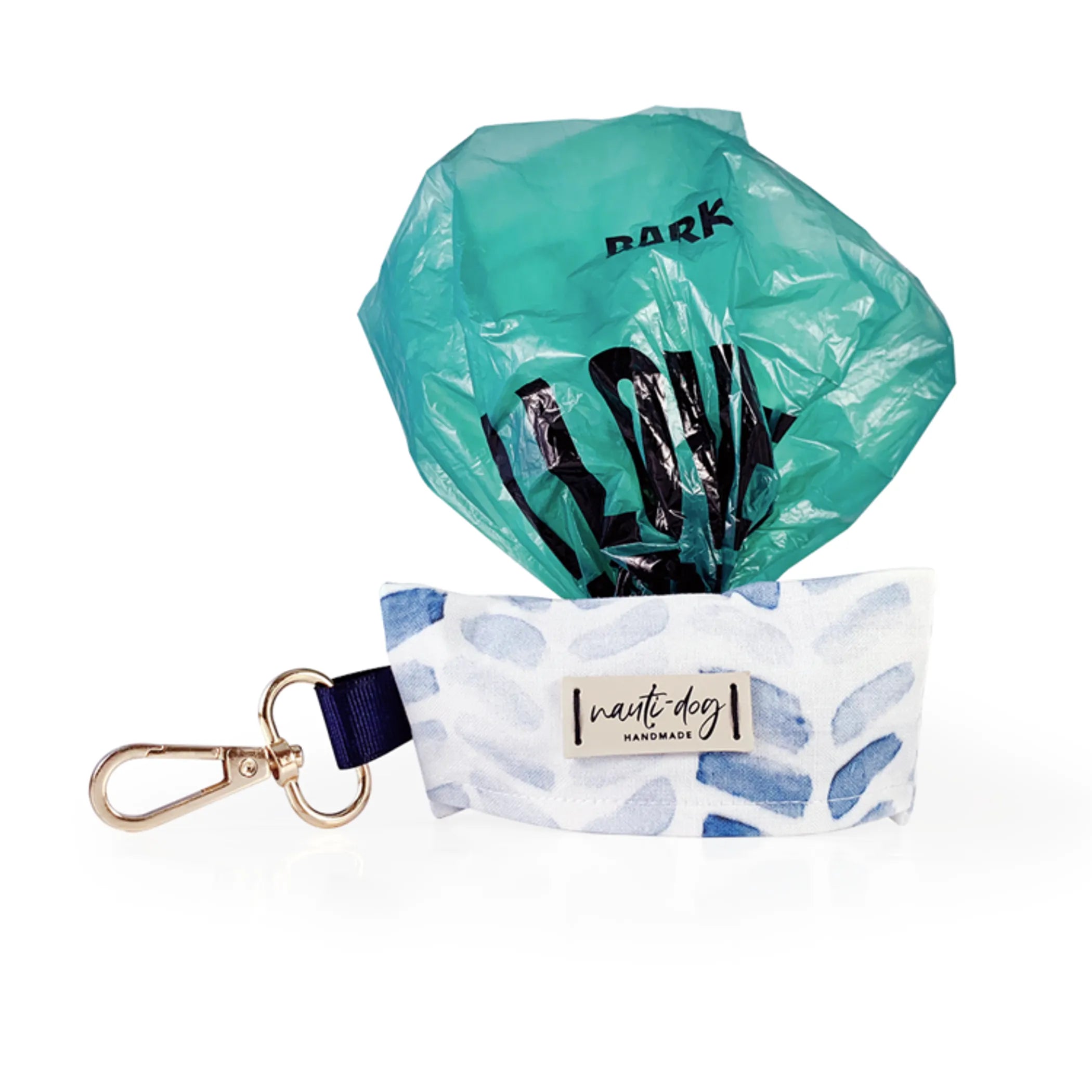Raindrop Spring Watercolor Blue Herringbone Dog Waste Bag