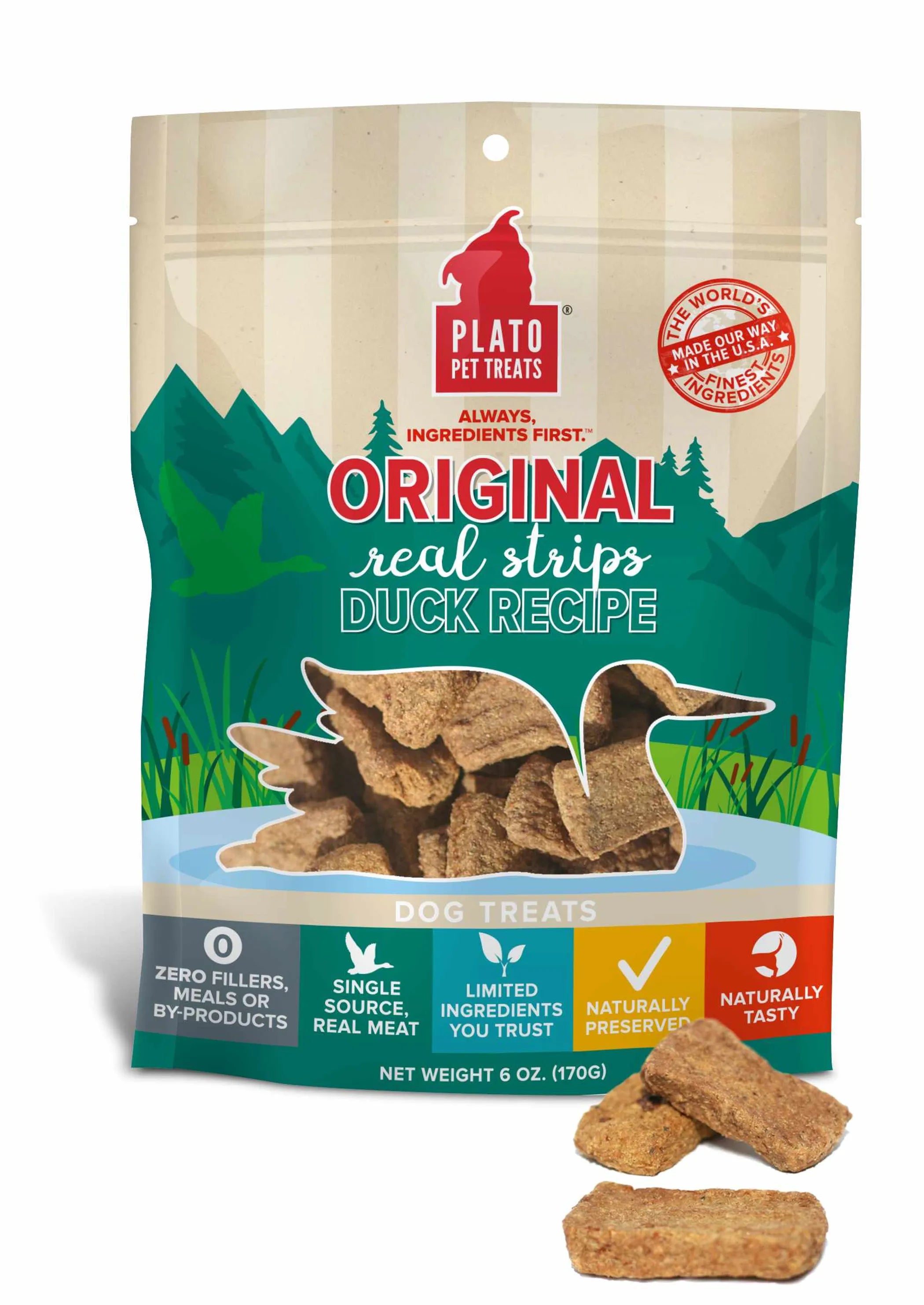 Plato Real Strips Dog Treats Duck Recipe