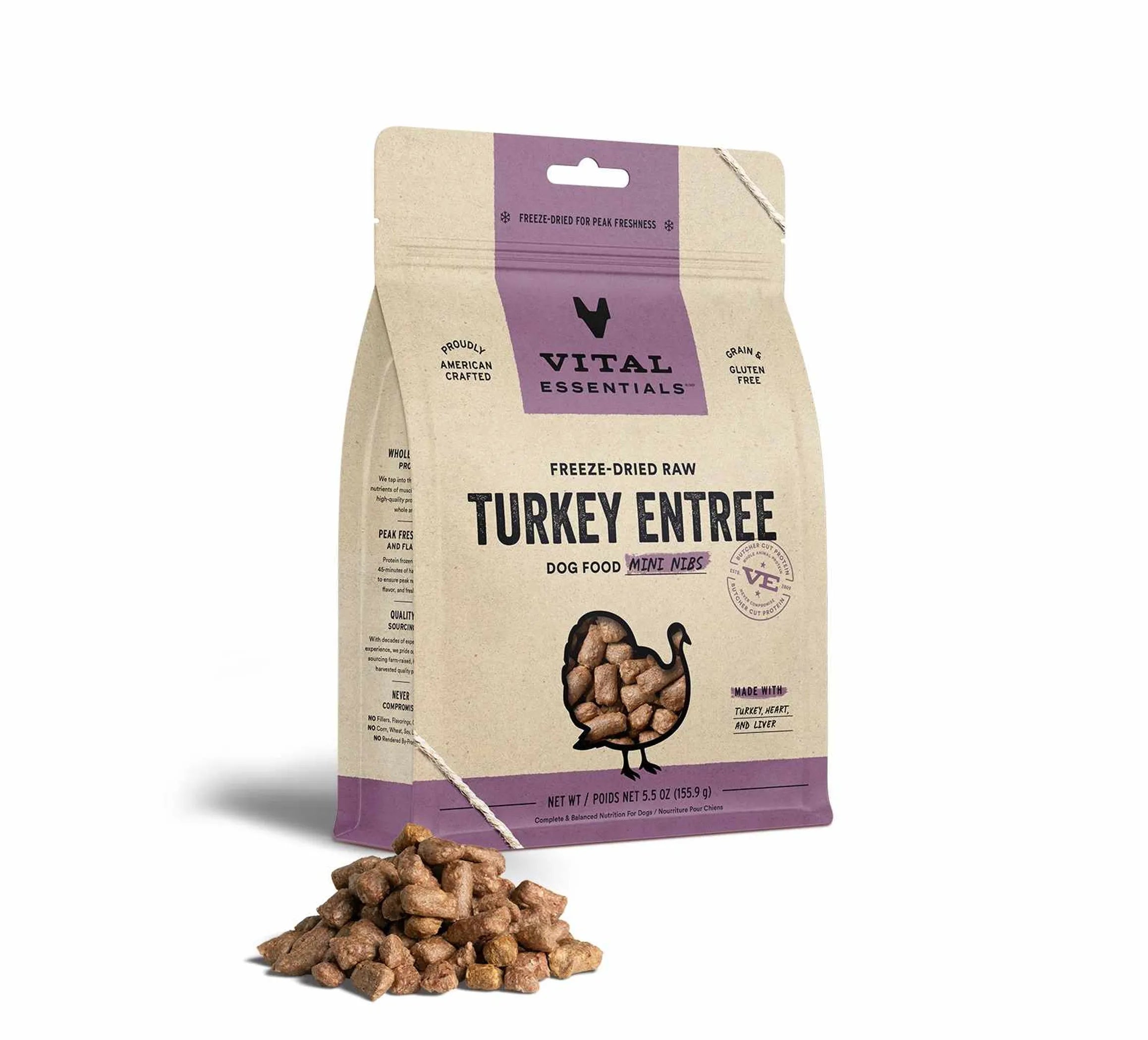 Vital Essentials® Freeze-Dried Raw Turkey Entree Dog Food Mini Nibs