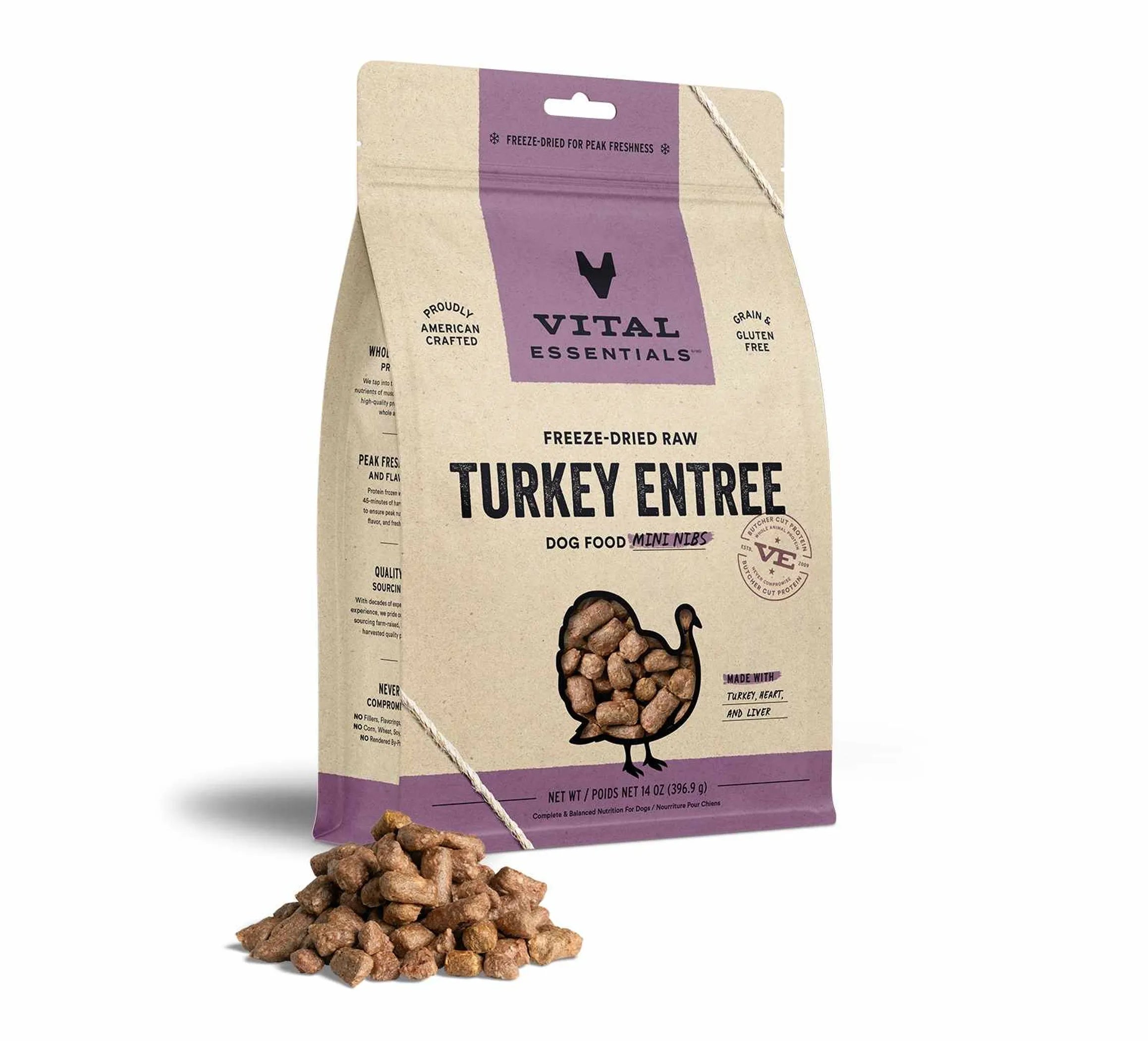 Vital Essentials® Freeze-Dried Raw Turkey Entree Dog Food Mini Nibs
