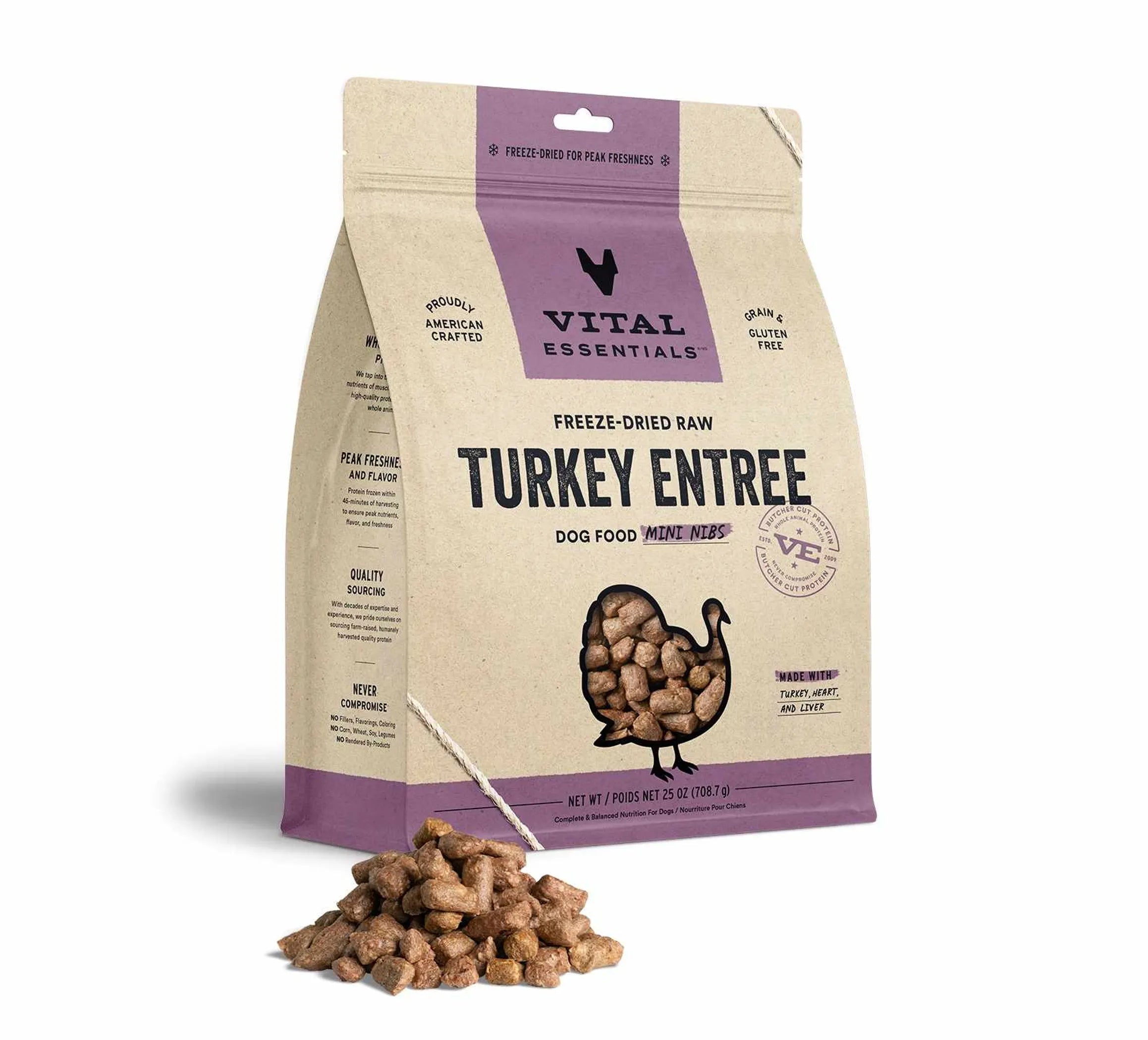 Vital Essentials® Freeze-Dried Raw Turkey Entree Dog Food Mini Nibs